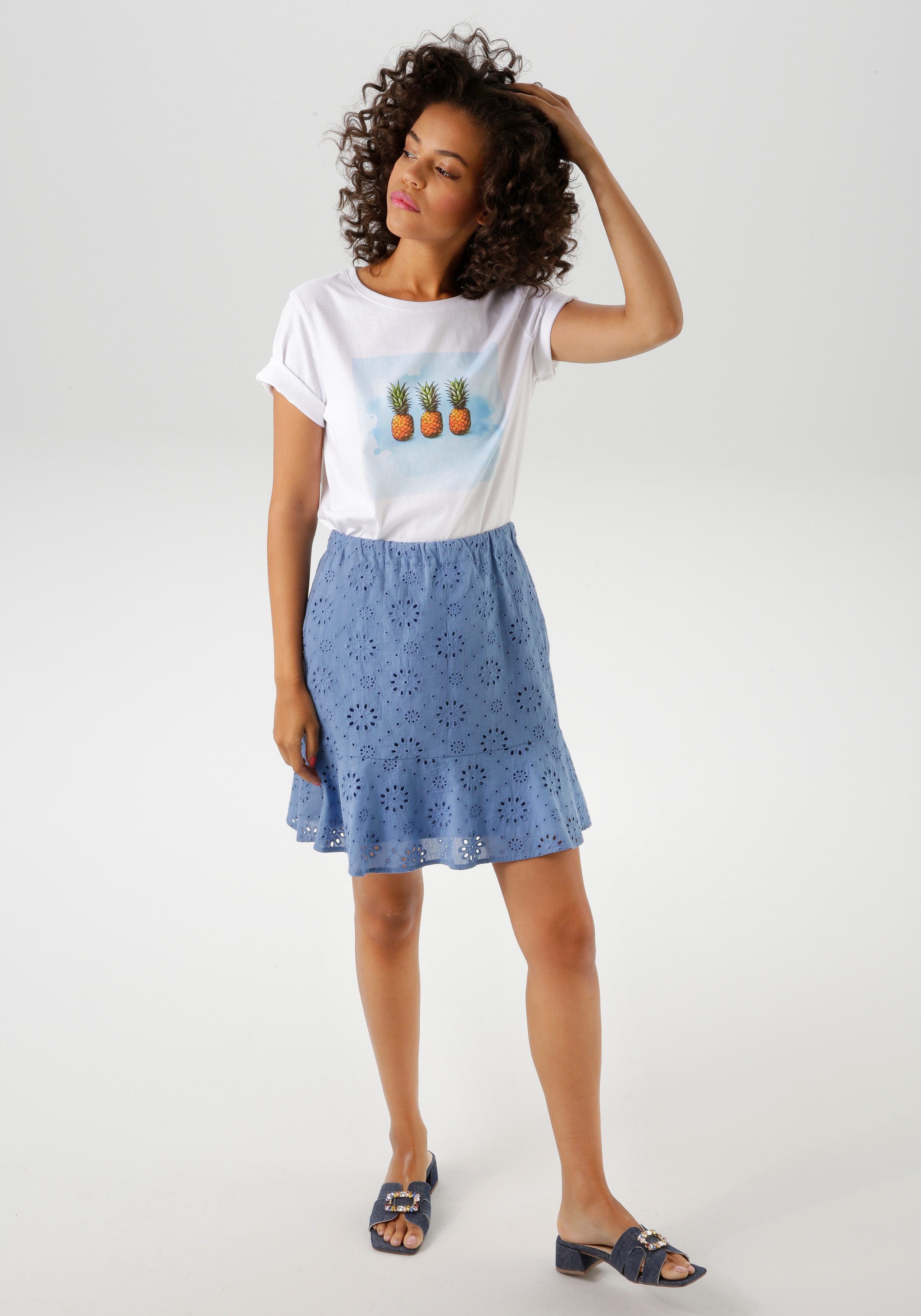 Aniston CASUAL T-shirt met tropische ananas-print voor