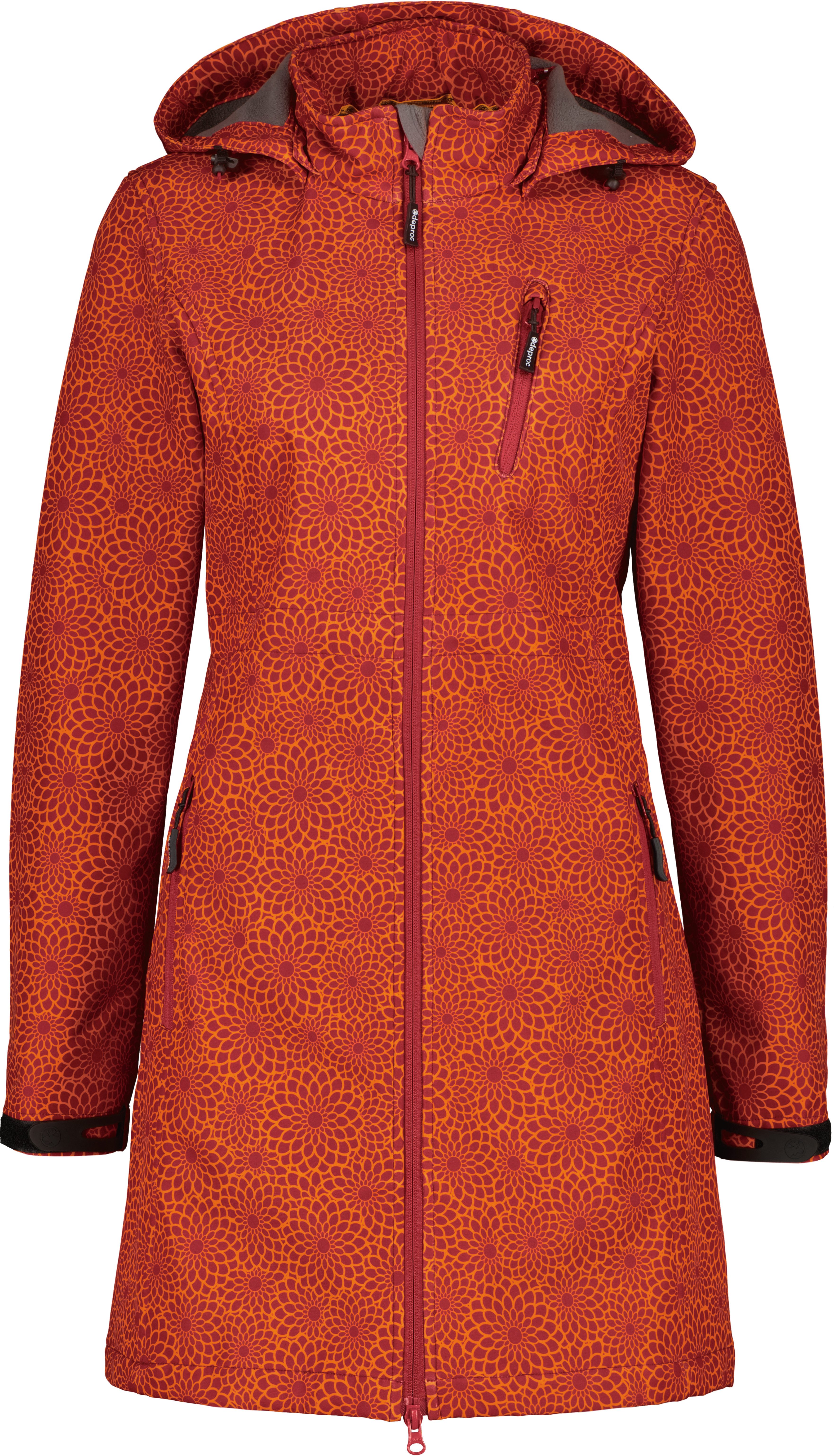 DEPROC Active Softshell-jack SHELBY LONG lichte softshell korte mantel met afneembare capuchon