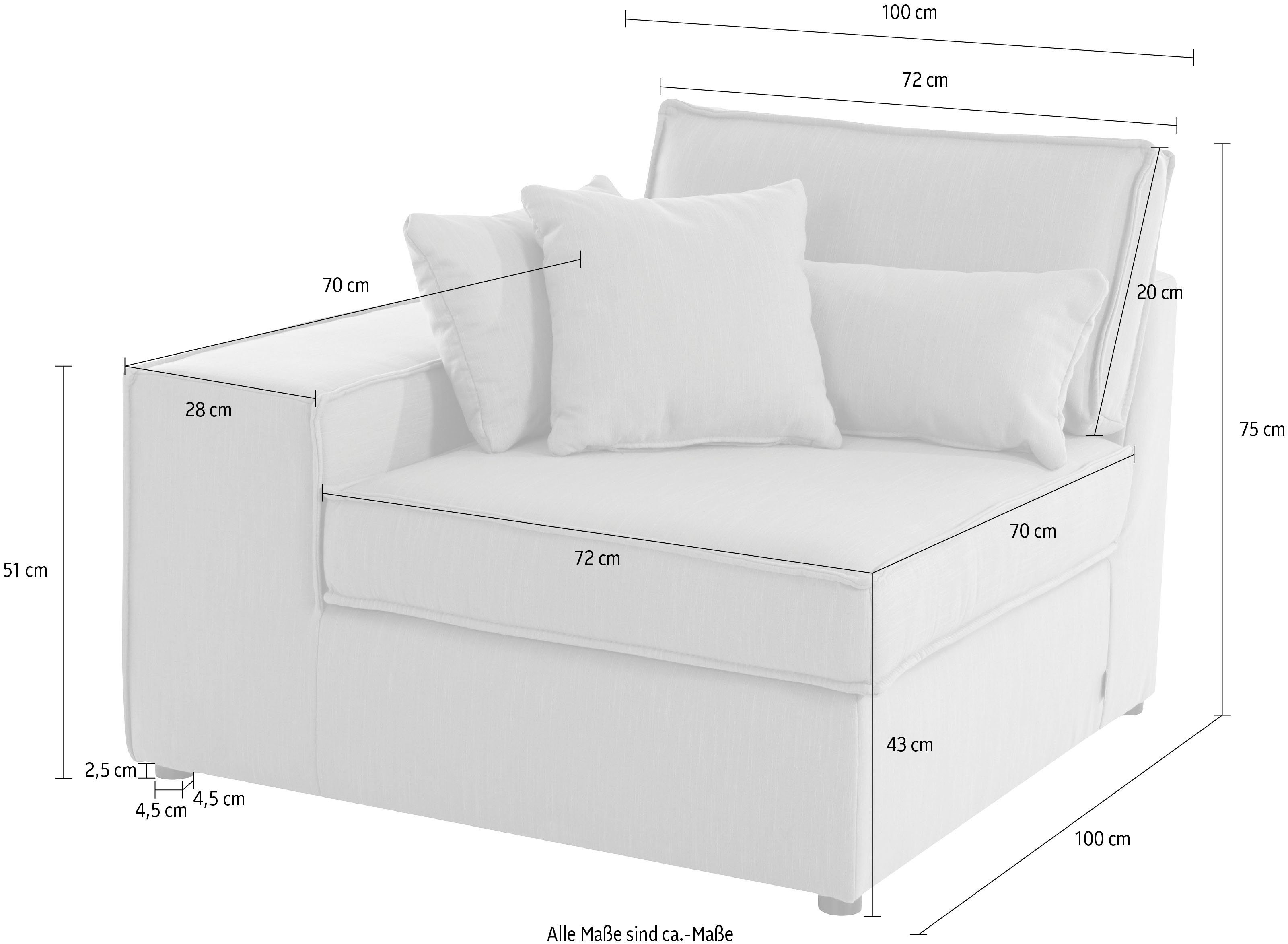 RAUM.ID Sofaelement Florid als deel van een modulaire bank, stevig zitcomfort, ook in cord