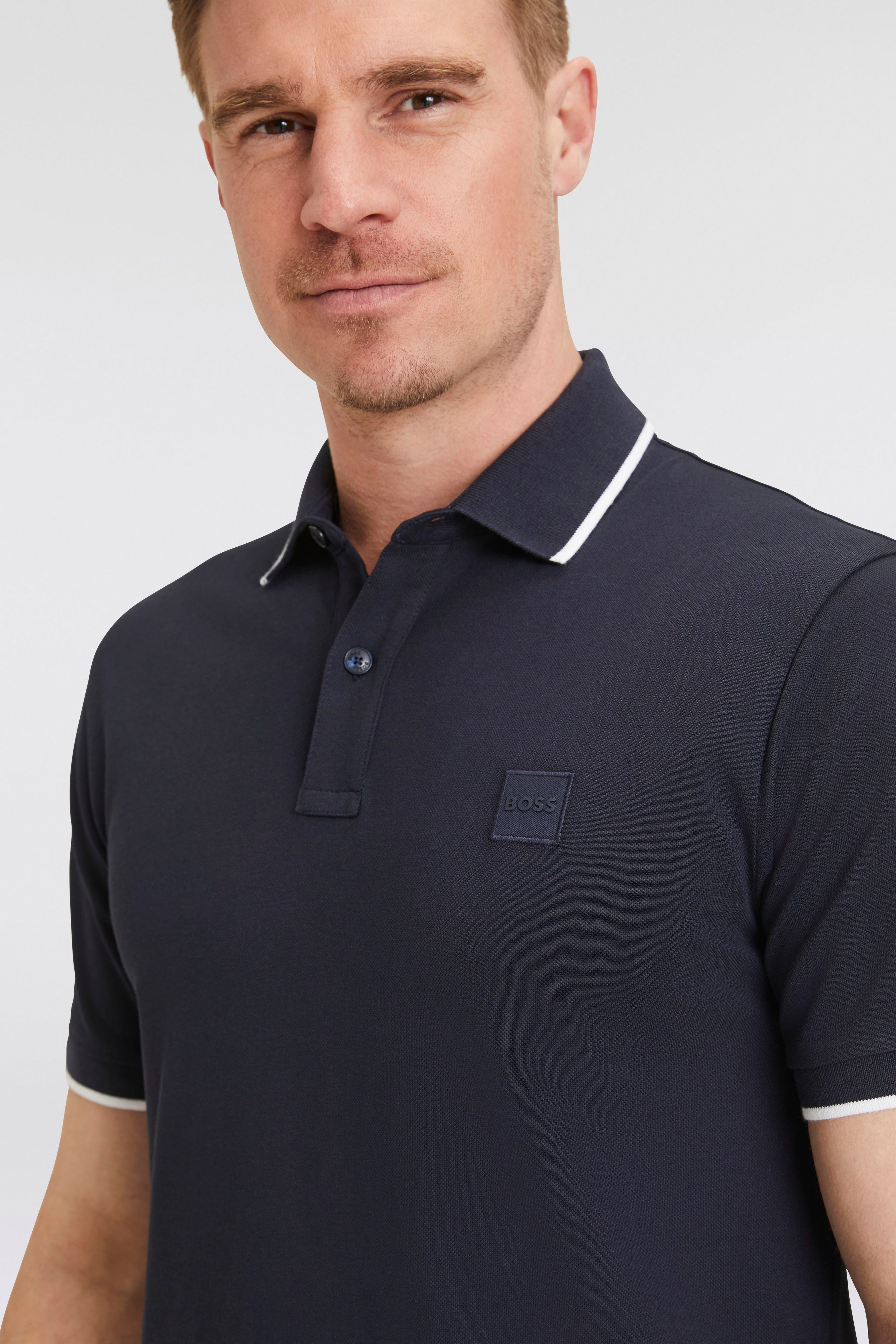 Boss Orange Poloshirt Passertip met boss badge