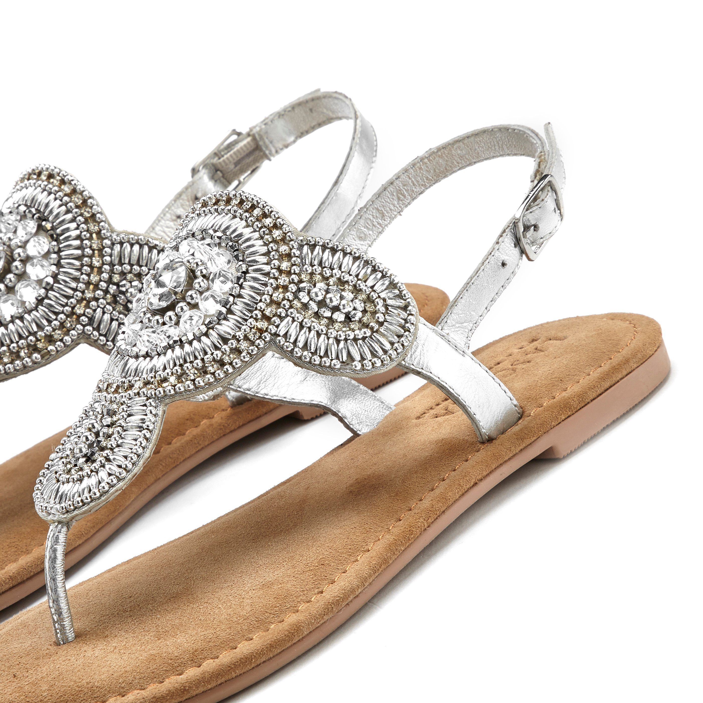 Lascana Teenslippers Sandaal, pantoffel in glitter-look en zachte leren binnenzool