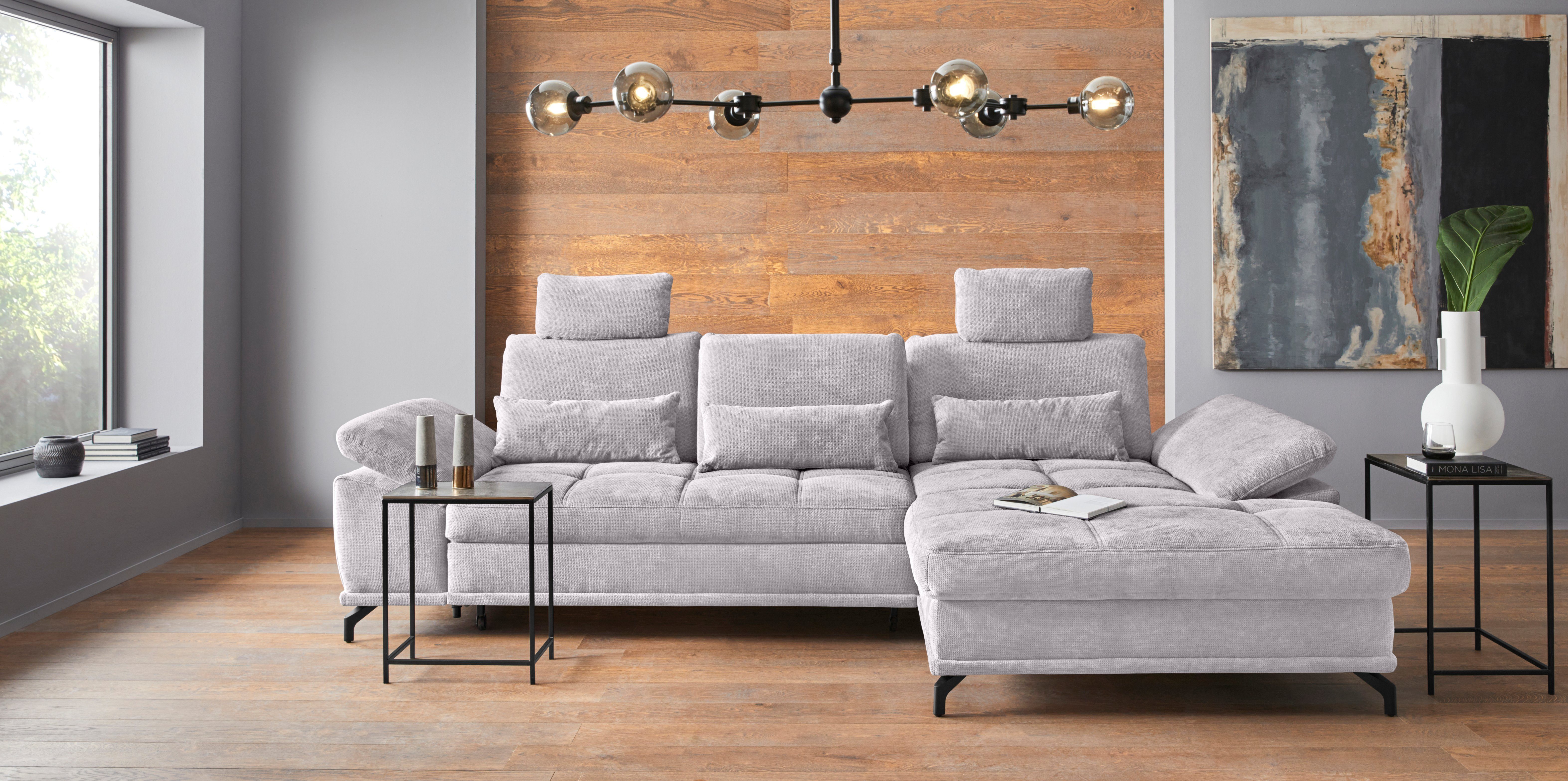 Places of Style Hoekbank Costello L-vorm, met zitdiepteverstelling, armleuningverstelling en