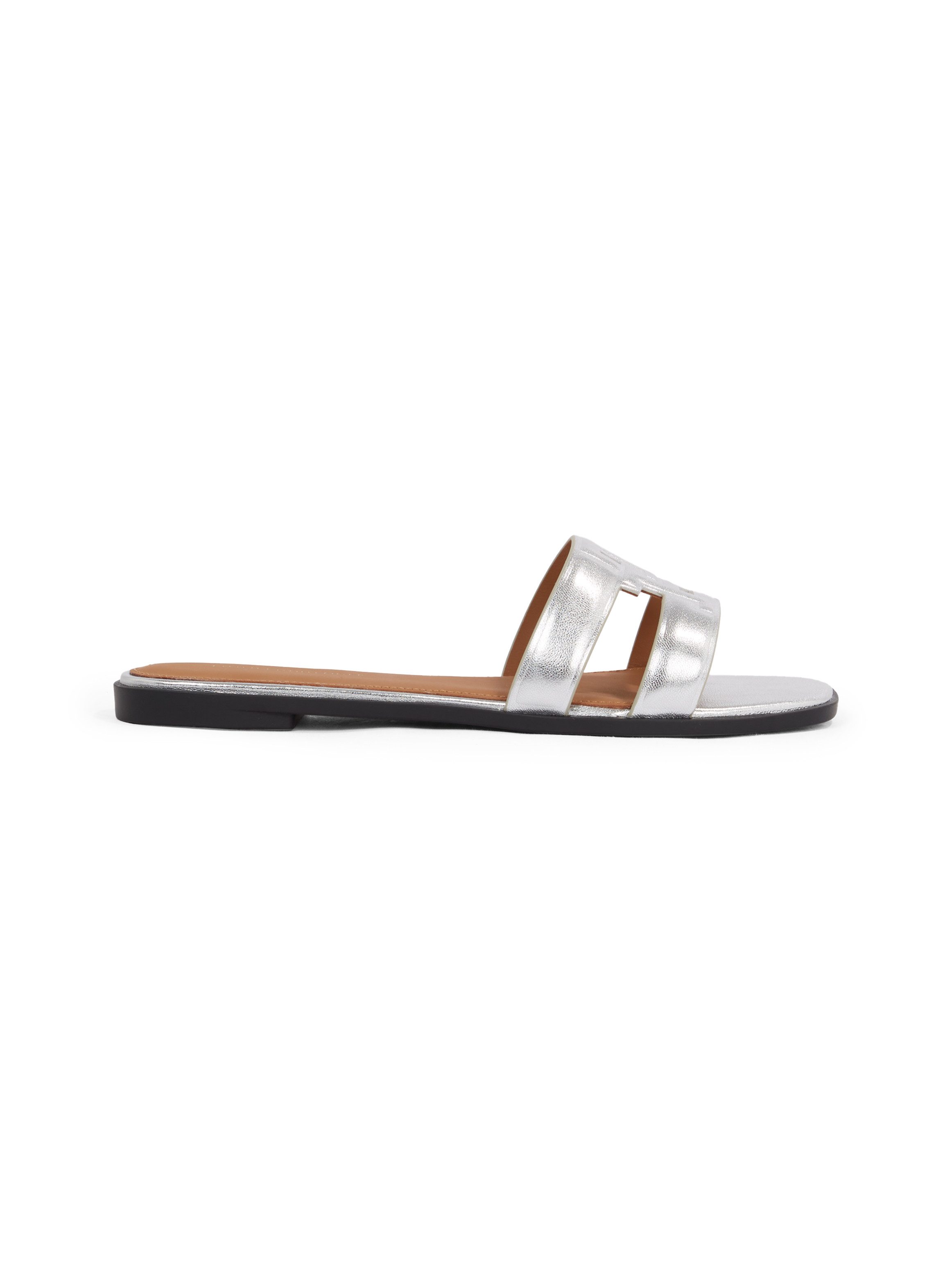 Tommy Hilfiger Slippers TH LOGO STRAP METALLIC MULE , blokhak, zomerschoen, flats, comfort-schoen met th-logo