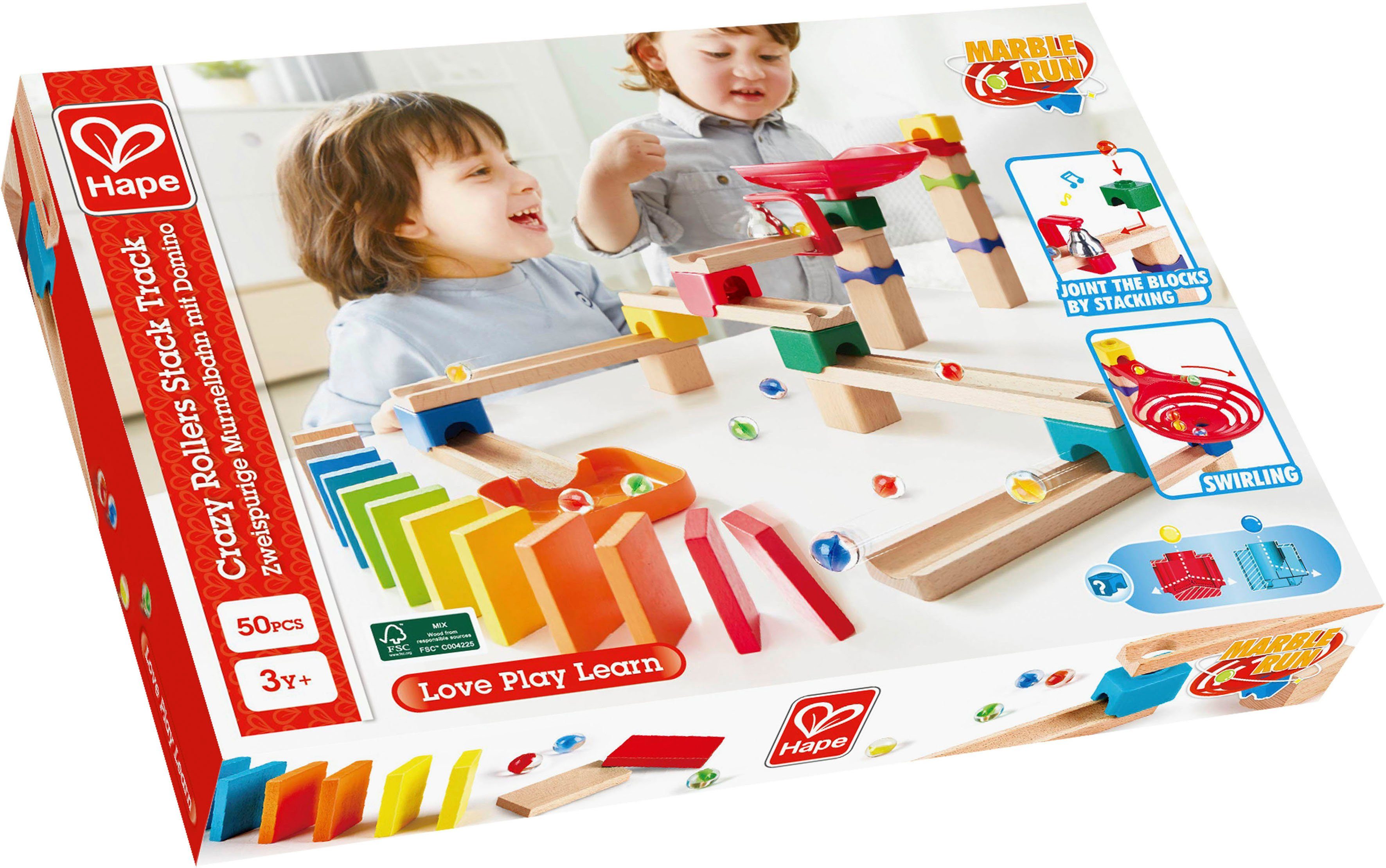 Hape Knikkerbaan met twee banen en dominostenen