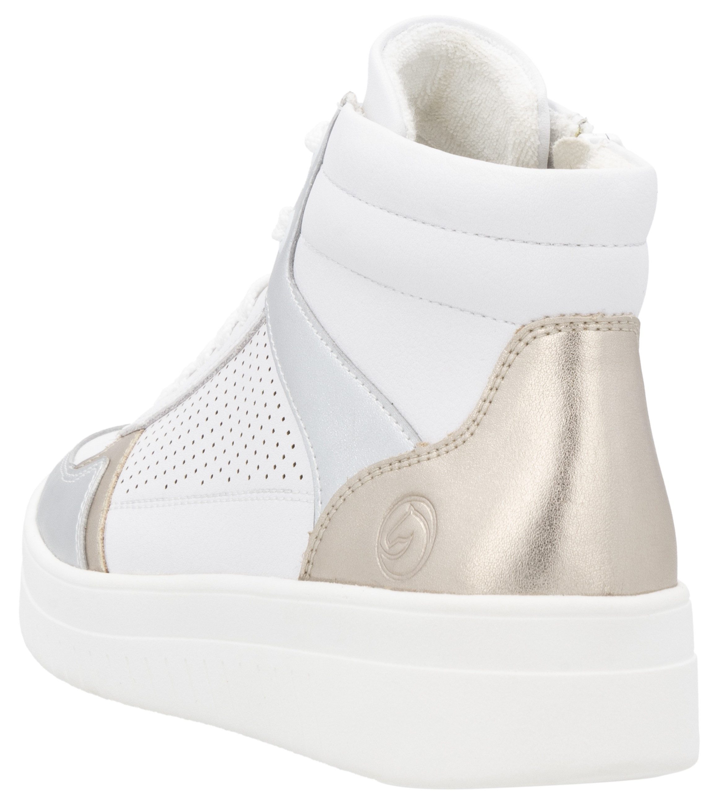 Remonte Plateausneakers , vrijetijdsschoen, veterschoen, high top sneaker met contrasterende afwerking