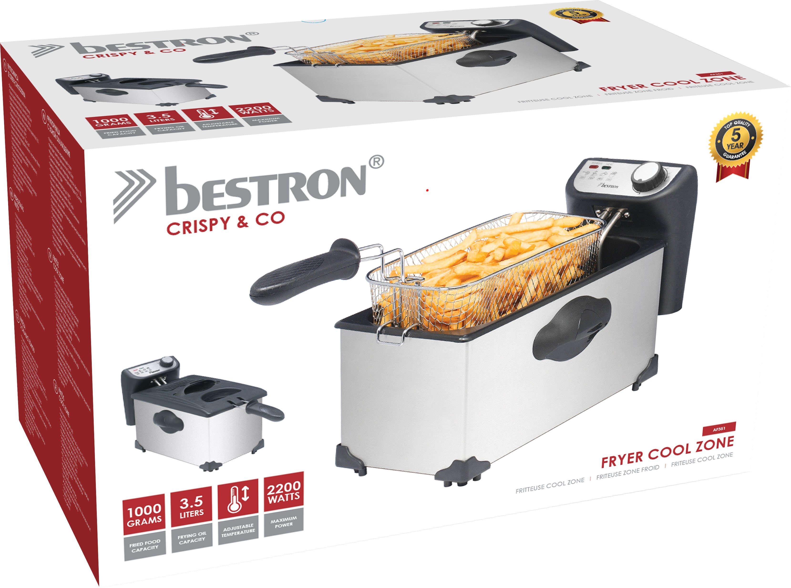 bestron Friteuse AF351 1 kg, 3,5 liter, koudezone technologie, vaatwasmachinebestendig