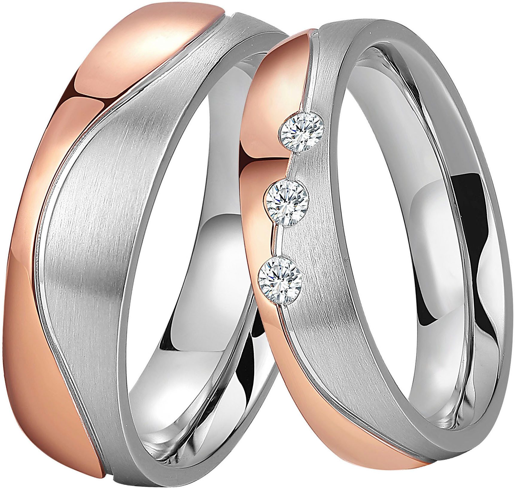 DOOSTI Trouwring ST-114-D, ST-114-H naar keuze met of zonder zirkoontjes unisex ringen maat 64 zilver