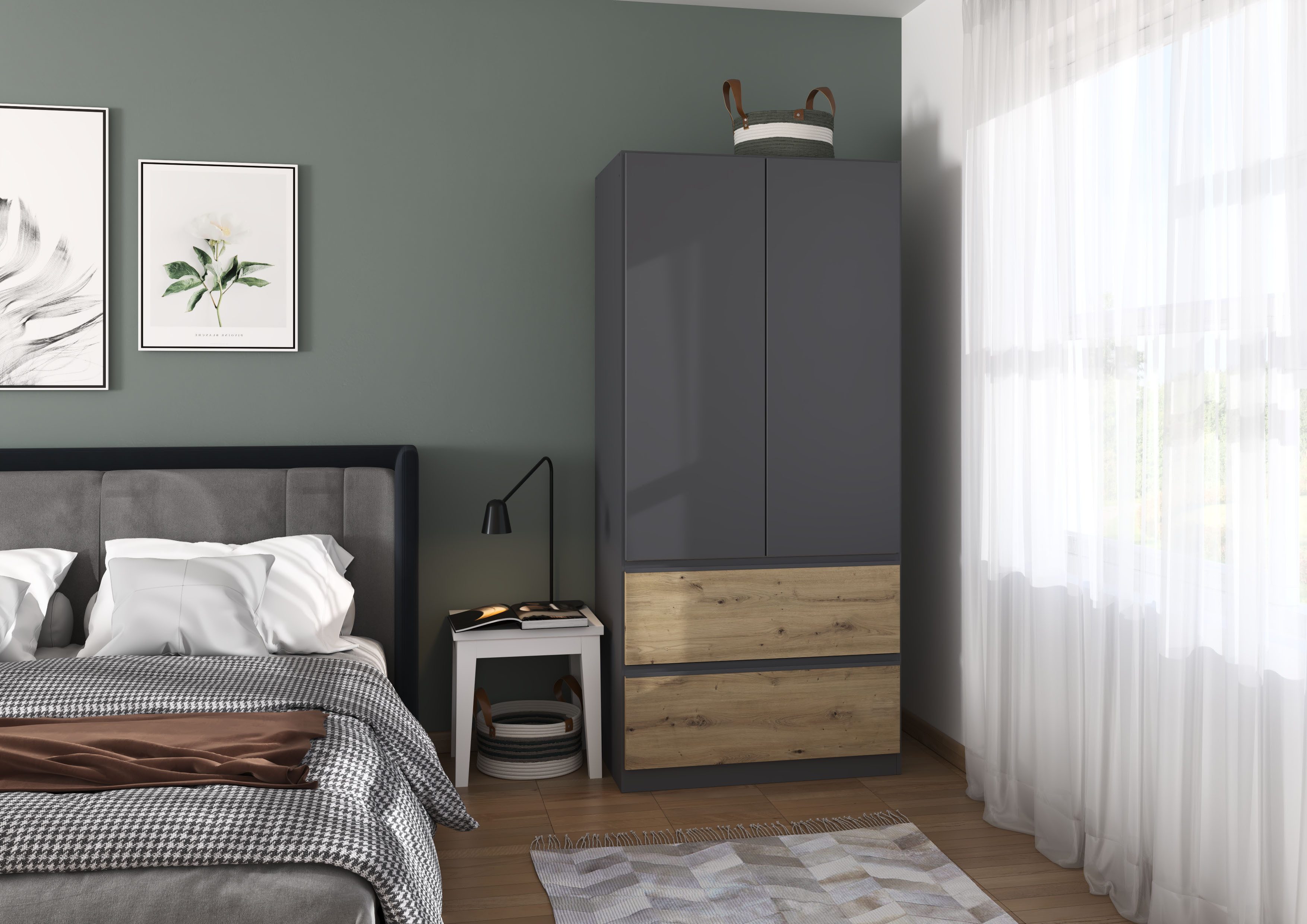 rauch Draaideurkast Kledingkast Kast Garderobe Wasmand COSTA in 3 Breedtes veel ruimte, greeploze front en push-to-open functie made in germany