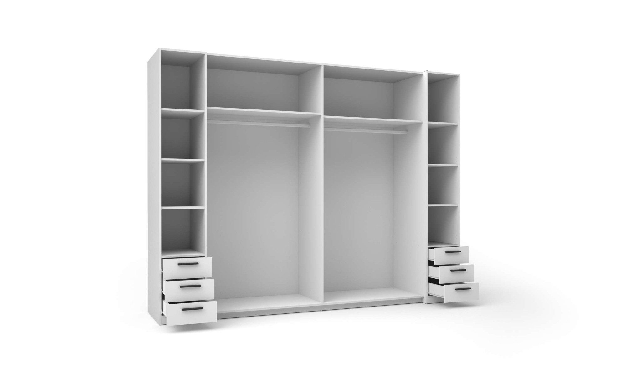INOSIGN Kledingkast Antioch met 10 planken en 2 kledingstangen, zwarte handgrepen Garderobe met 2 schuifdeuren en 2 draaideuren, B/H/D 270/207/61 cm