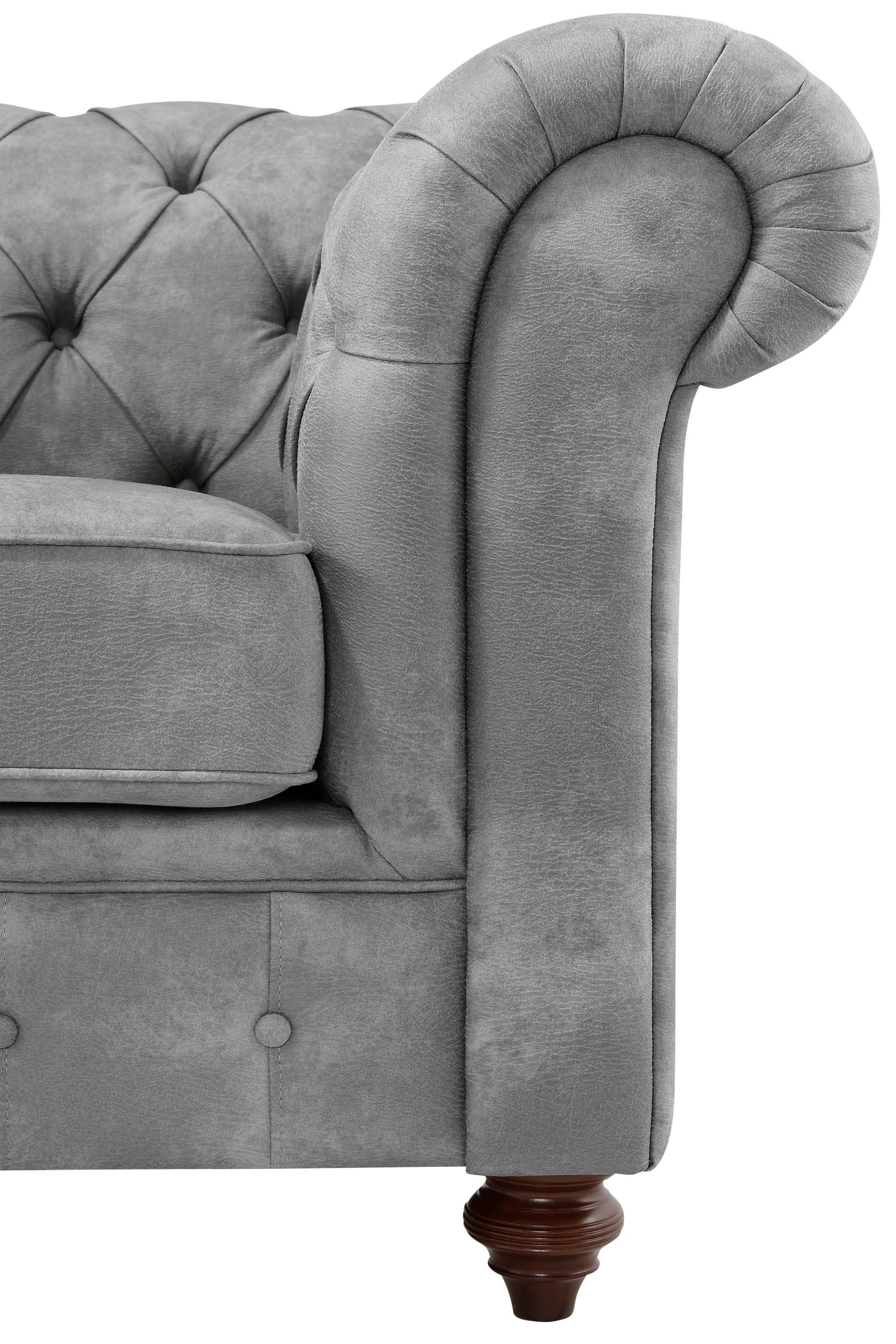 Home affaire Fauteuil Chesterfield B/D/H: 105/69/74 cm met hoogwaardige knoopdetails, ook in leer