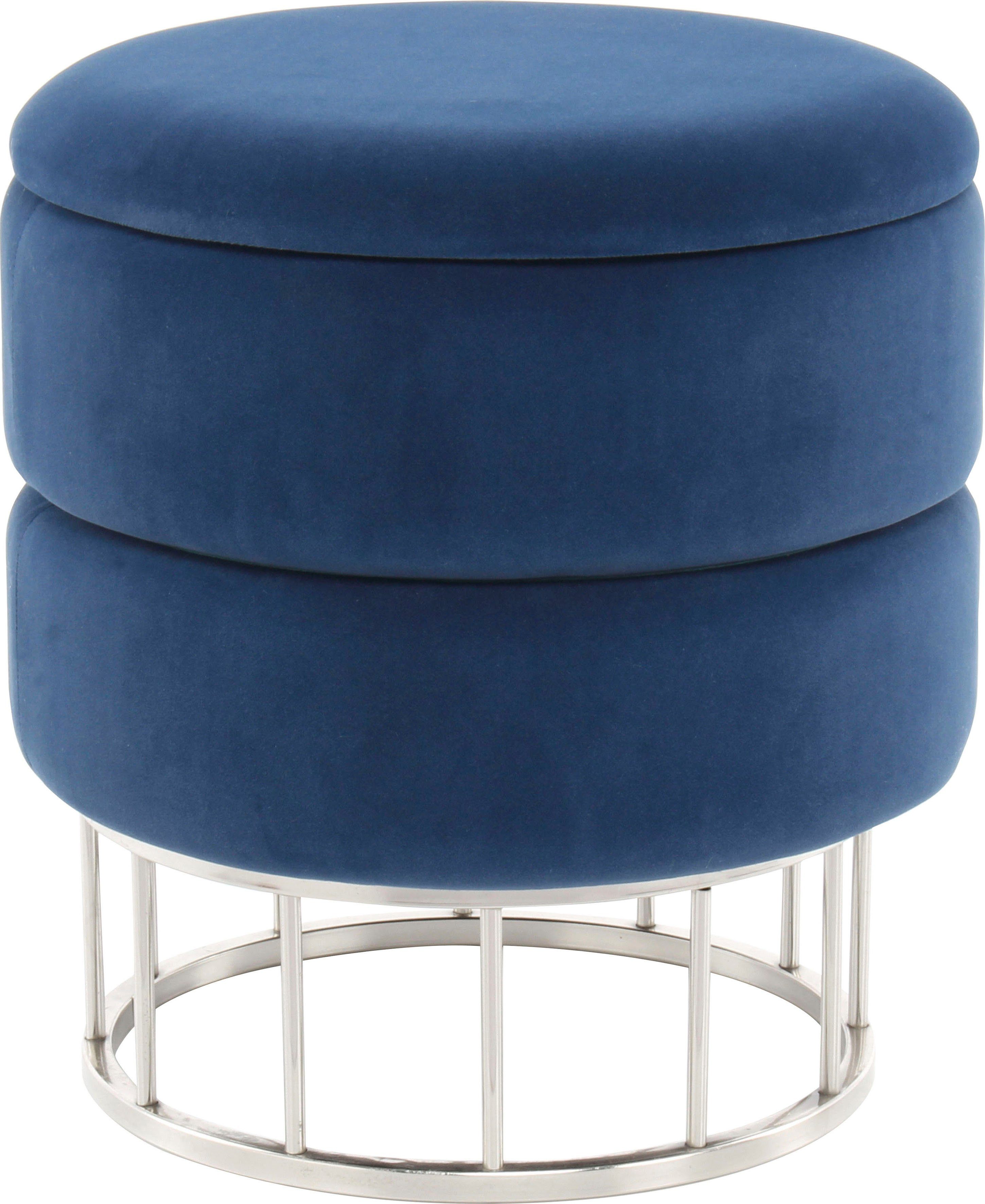 Kayoom Hocker met bergruimte Kruk Zero 525, zitkruk met comfort, ronde, moderne vorm glamoureus, elegant, met opbergruimte, bekleding van fluweelzacht stof (1 stuk)