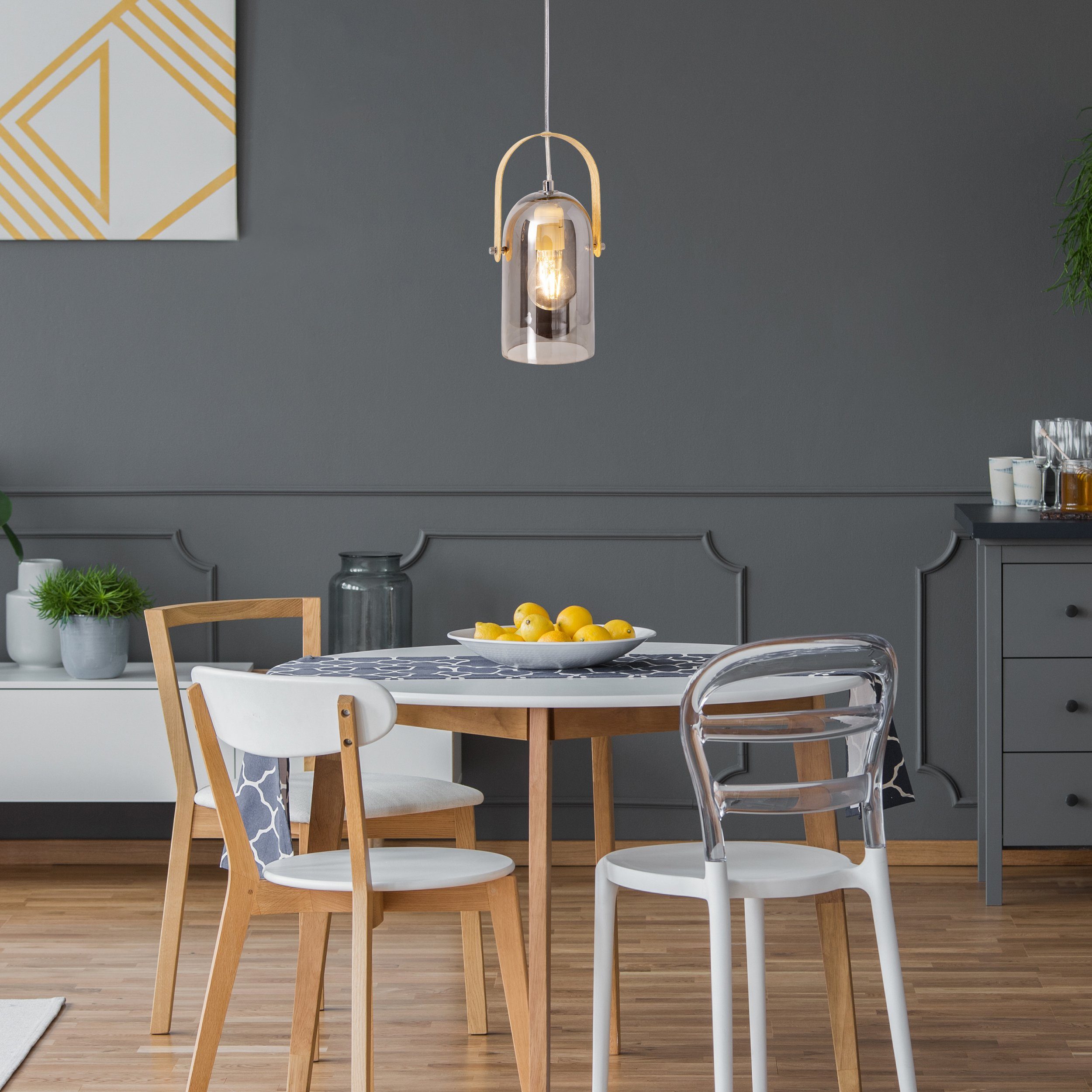 näve Hanglamp Vidrio 1x e27 max. 40 w,glas colour:smoke/silver, mirrored, natural, chroom (1 stuk)