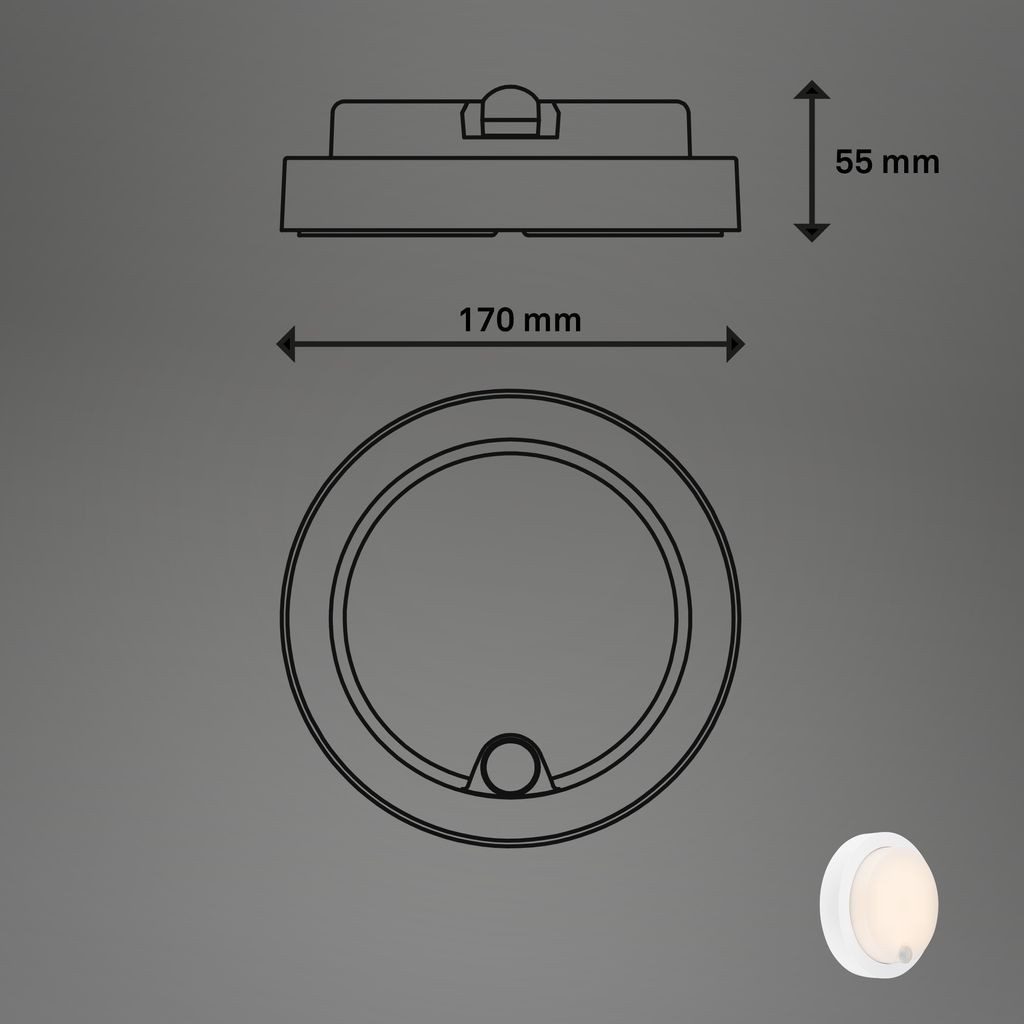 Briloner Leuchten Wandlamp voor buiten Accu LED buitenwandlamp met bewegingssensor, kunststof, wit