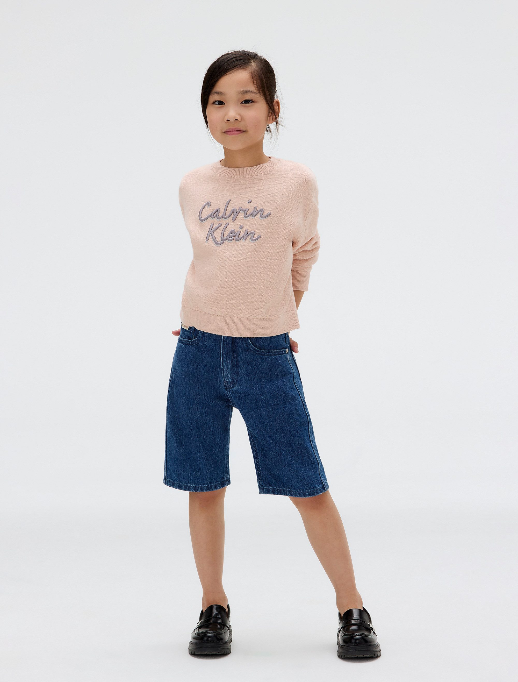 Calvin Klein Trui met ronde hals LOGO METALLIC INTERSIA voor kinderen tot 16 jaar, grote borduursel