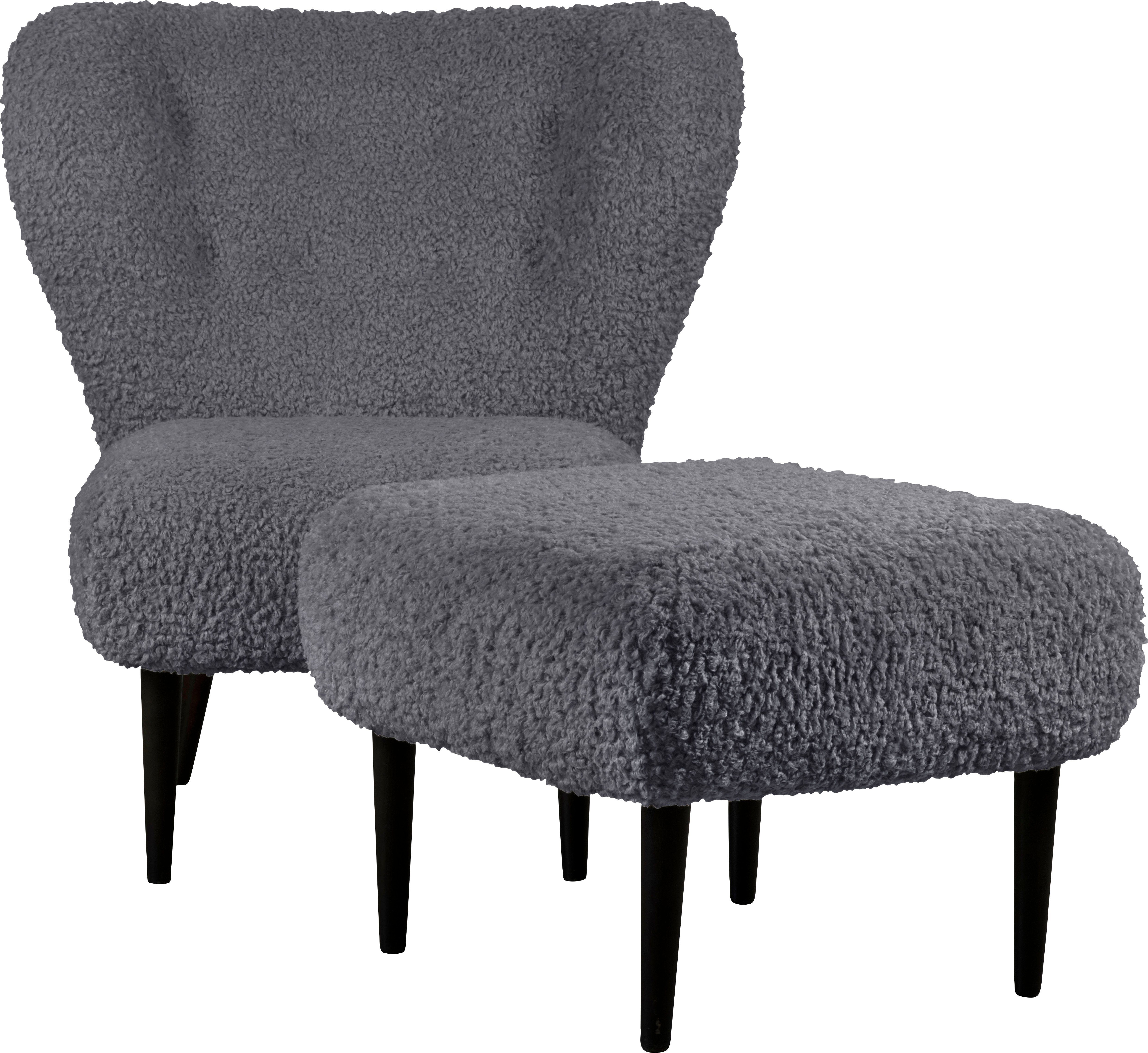 LeGer Home by Lena Gercke Fauteuil Dinah Knoopdetails op de achterkant, naar keuze met of zonder poef/voetenbank