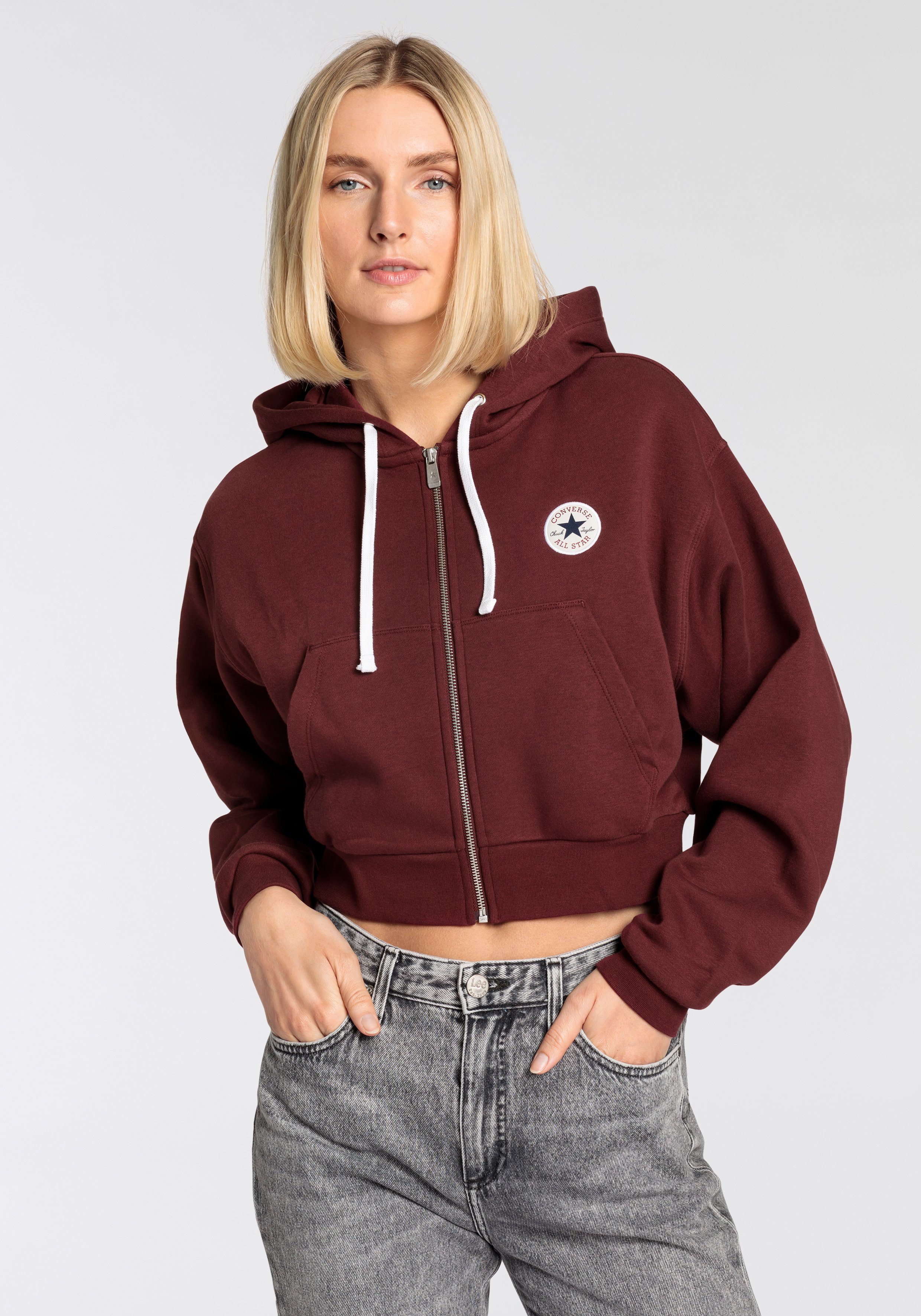 Converse Sweatvest WOMEN'S CONVERSE RETRO FULL-ZIP HOODIE (1-delig) dames sweatvesten maat XXL paars