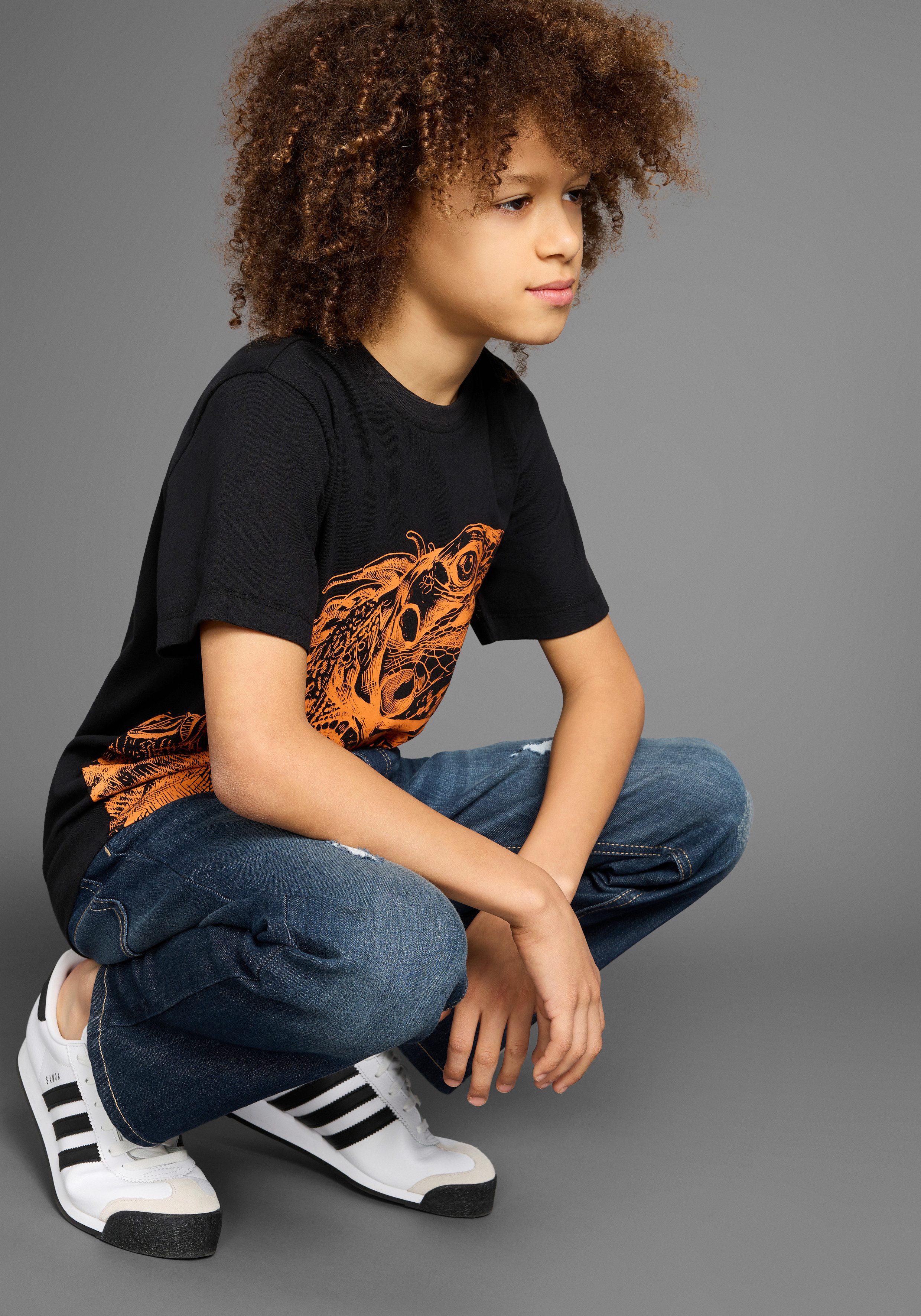 KIDSWORLD T-shirt GECKO Korte mouwen, basic pasvorm, bedrukt, ronde hals