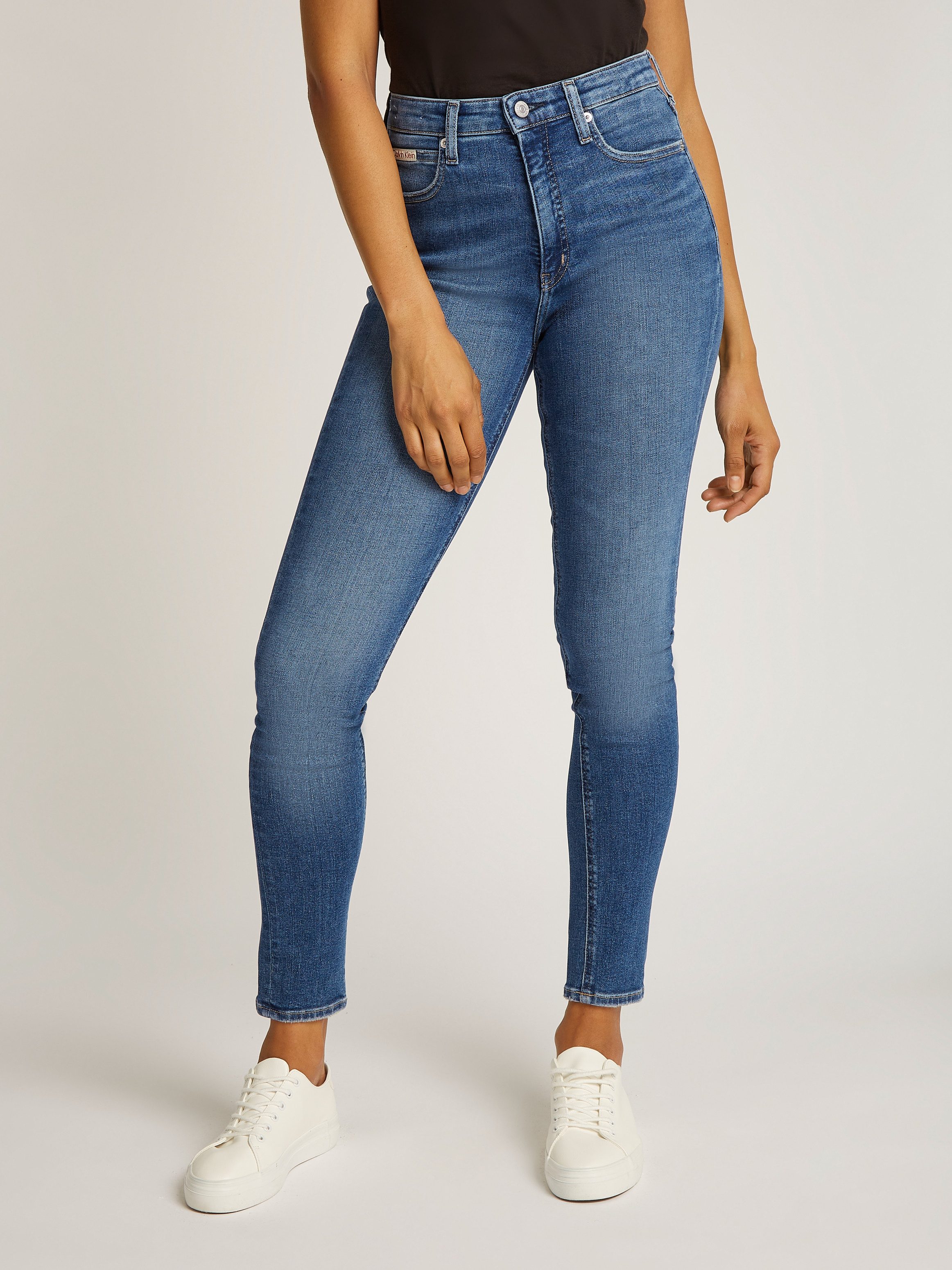 Calvin Klein Skinny fit jeans High rise skinny met muntzakje, lichte stone wash-look