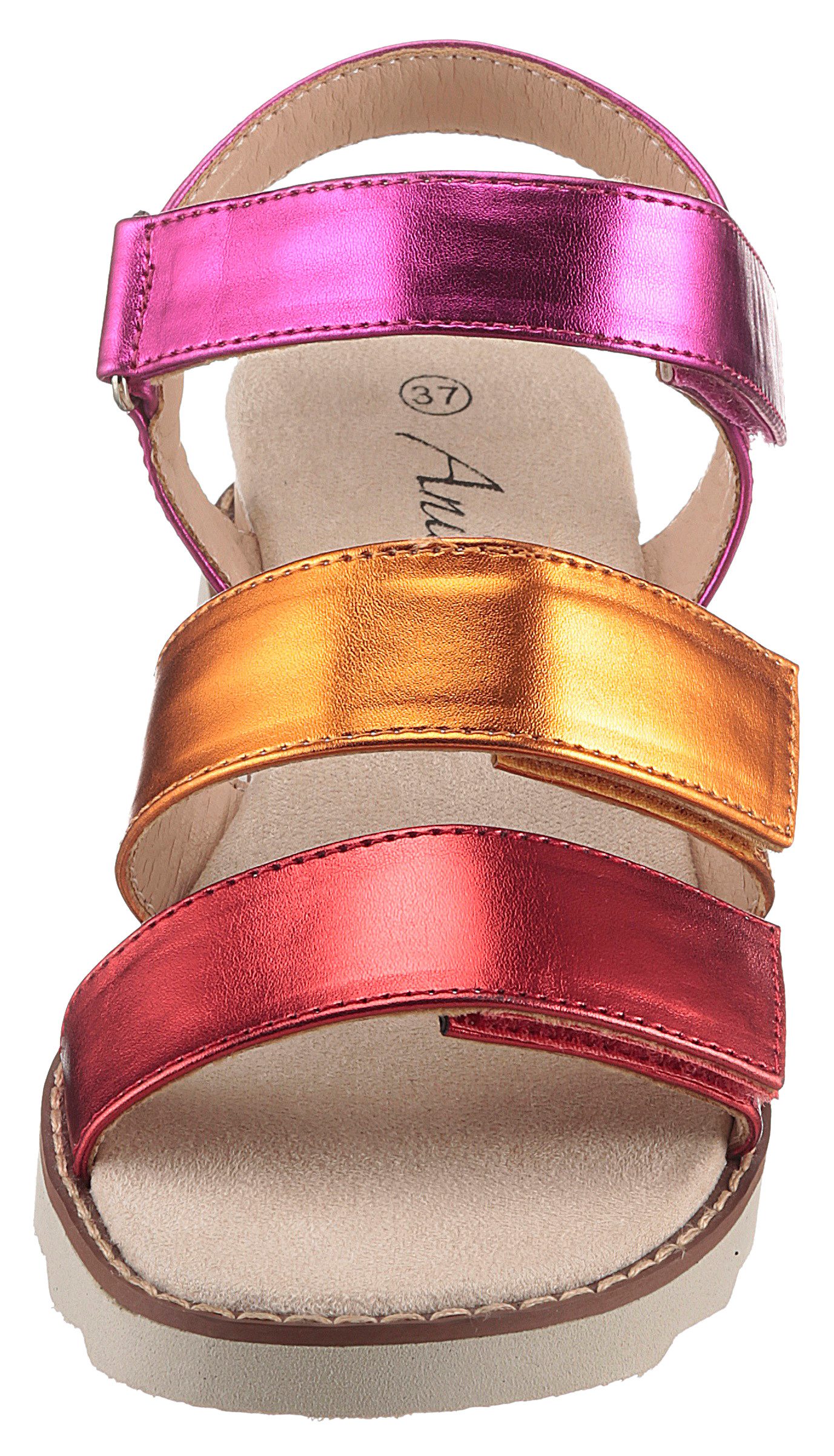 Aniston SHOES Sleehaksandaaltjes , sandaal, zomerschoen, klittenbandschoen, metallic-look - nieuwe collectie
