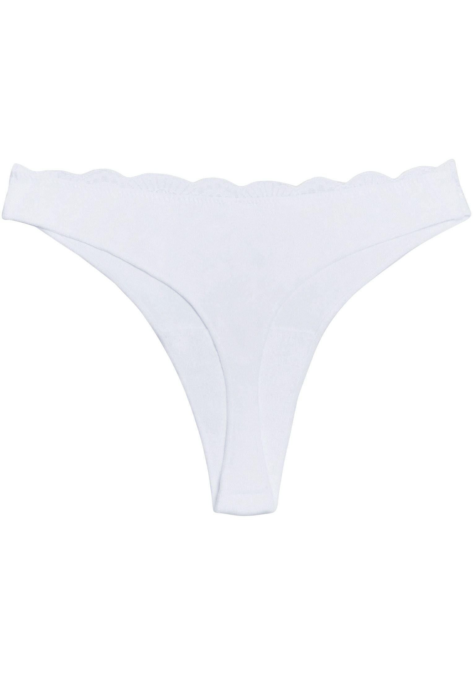 YSABEL MORA Tanga BASIC COLLECTION COTTON WITH LACE niet alleen comfortabel, maar ook romantische kantdetails (Set van 3)