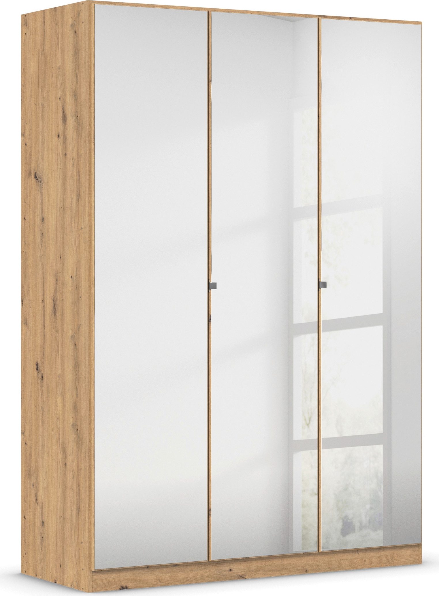 rauch Draaideurkast Reflect met spiegelfront, inclusief praktische interne indeling en stoffen dozen-set