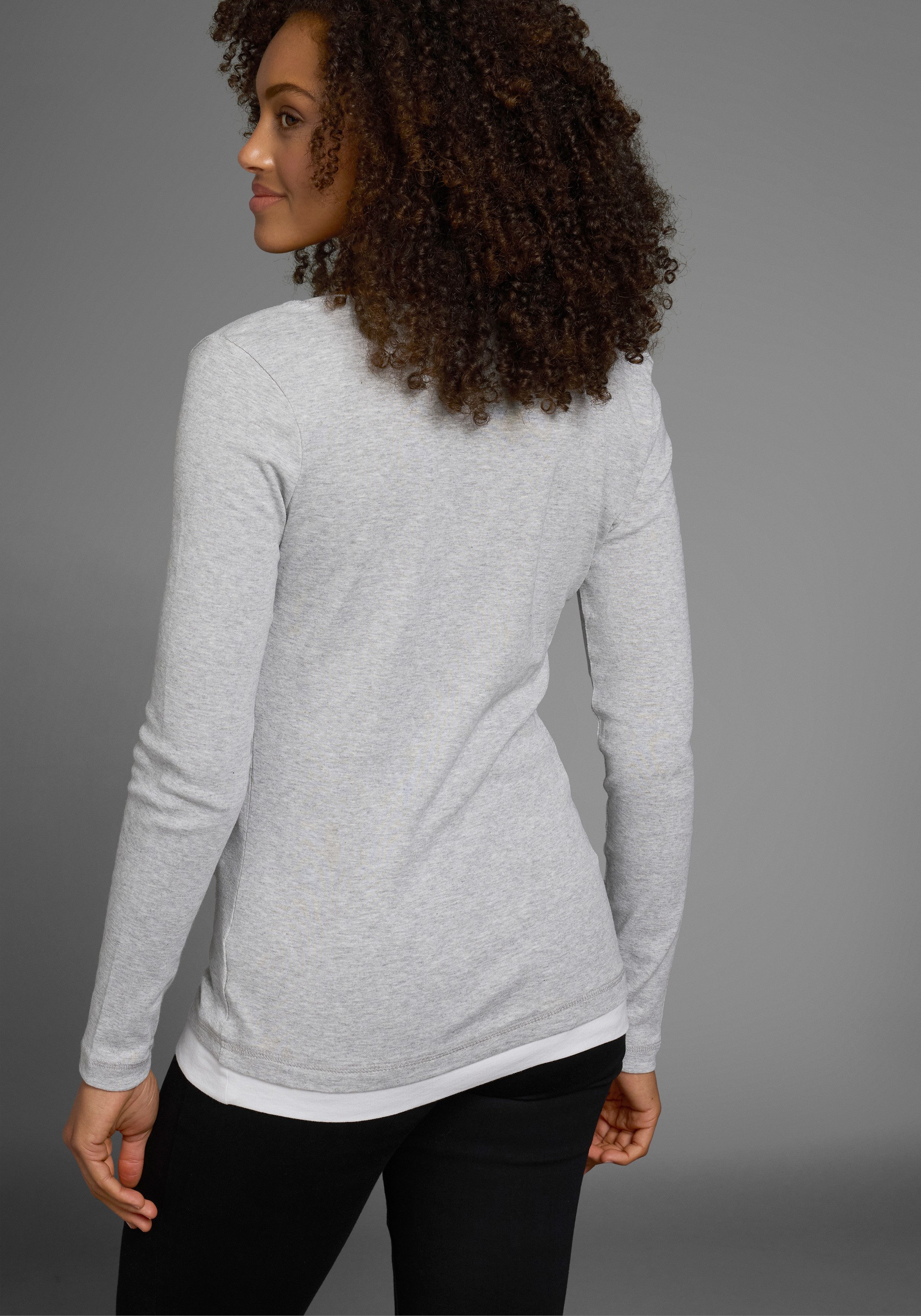 Flashlights 2-in-1-shirt met lange mouwen figuurvolgende pasvorm, ronde hals, elastisch materiaal