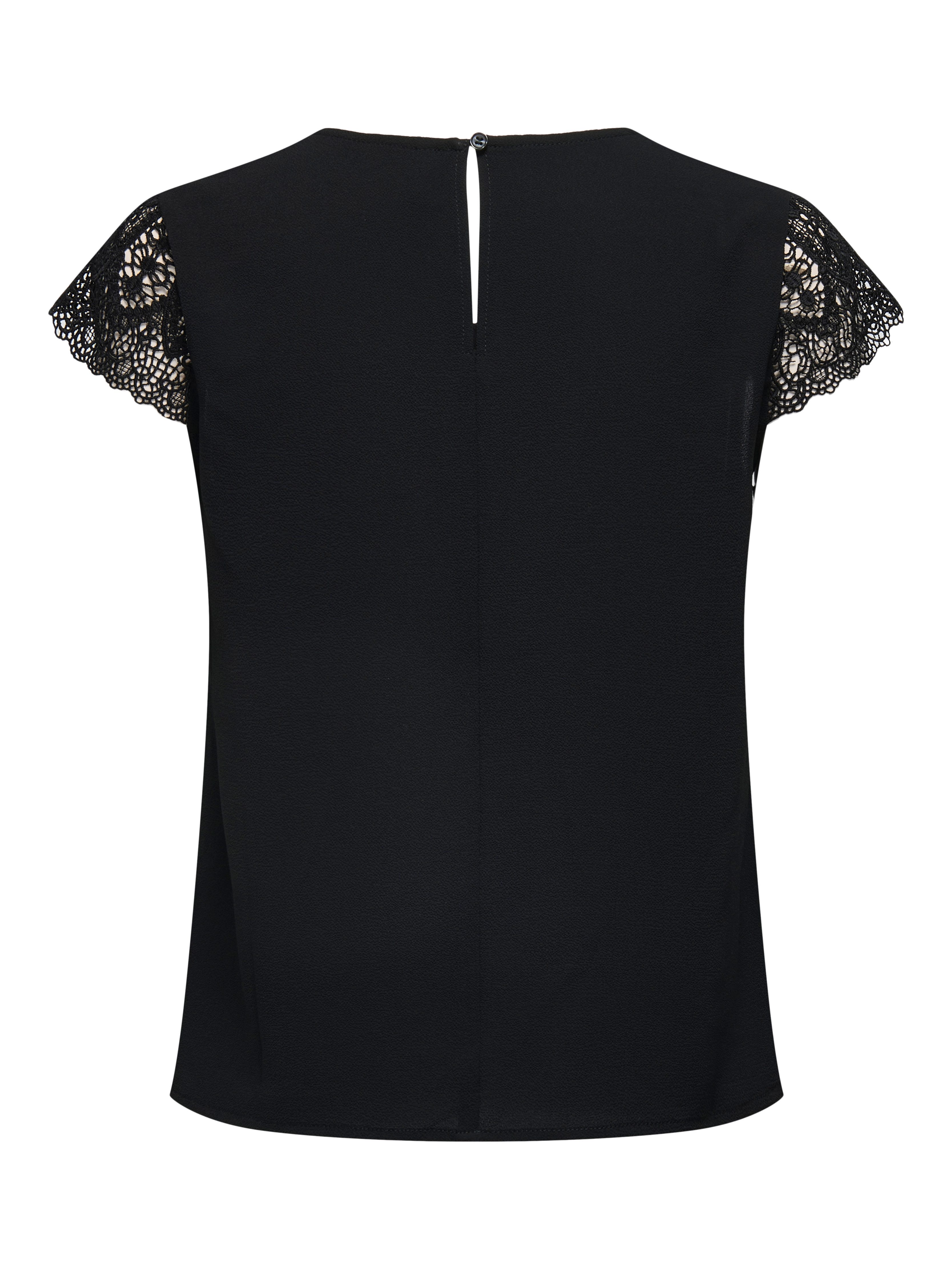 Only Shirt met korte mouwen ONLELVA FR S/S LACE V-NECK TOP CS PTM