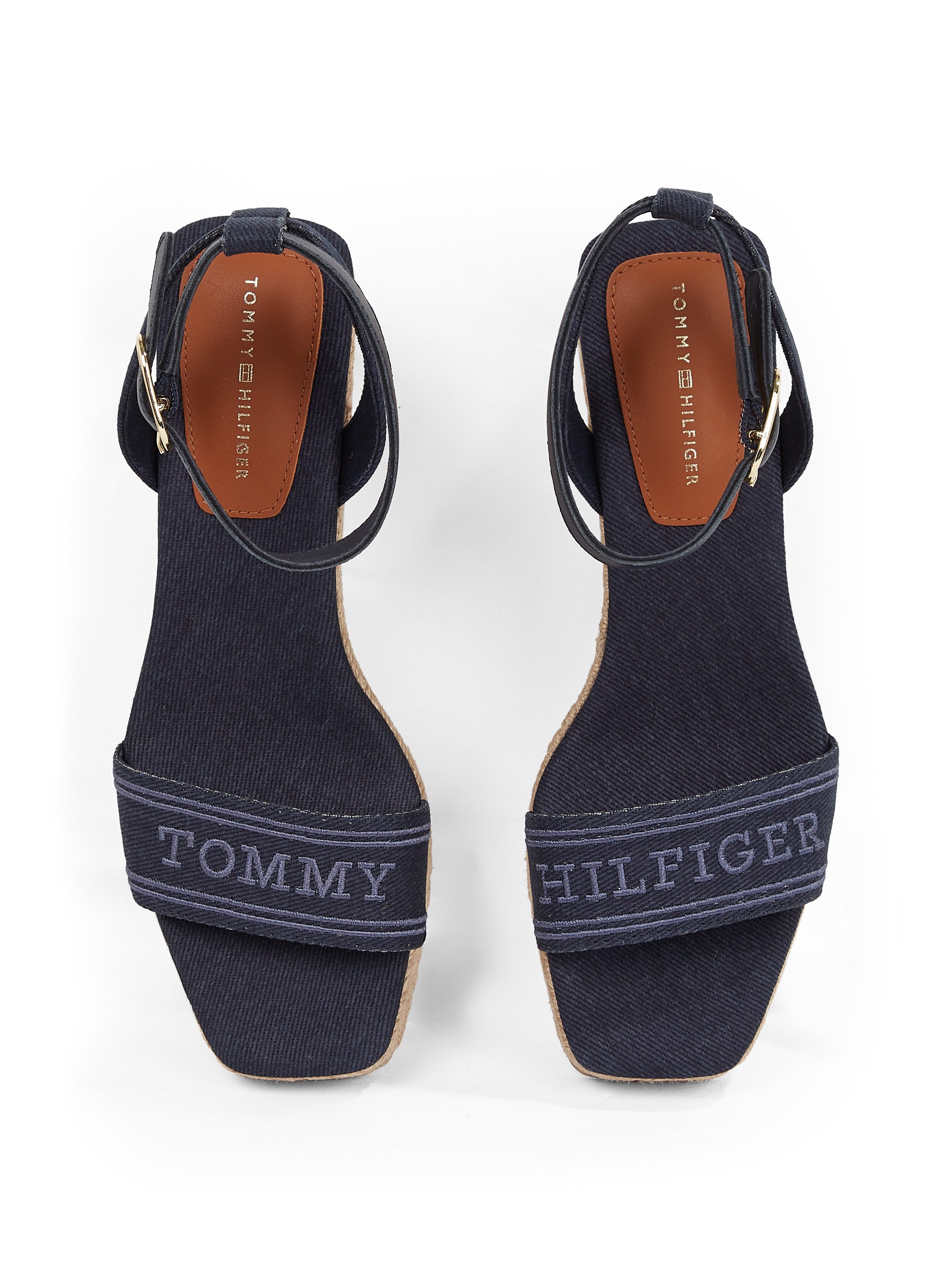 Tommy Hilfiger Sleehaksandaaltjes TOMMY HILFIGER ESPAD MID WEDGE , bandjesandaal, zomerschoen met verstelbare gesp