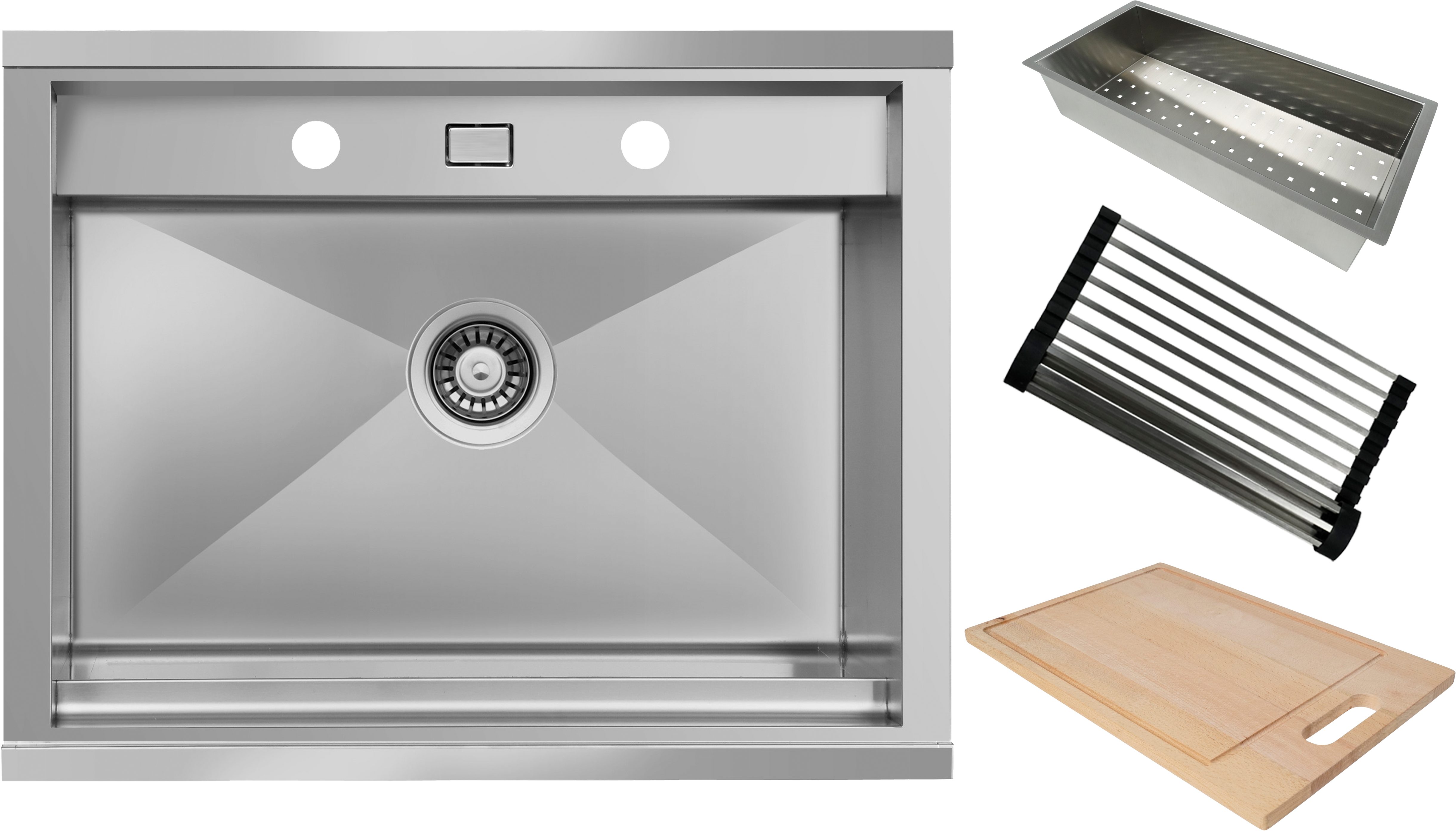 RESPEKTA Rvs spoelbak California 62x50 cm, workstation, met accessoires