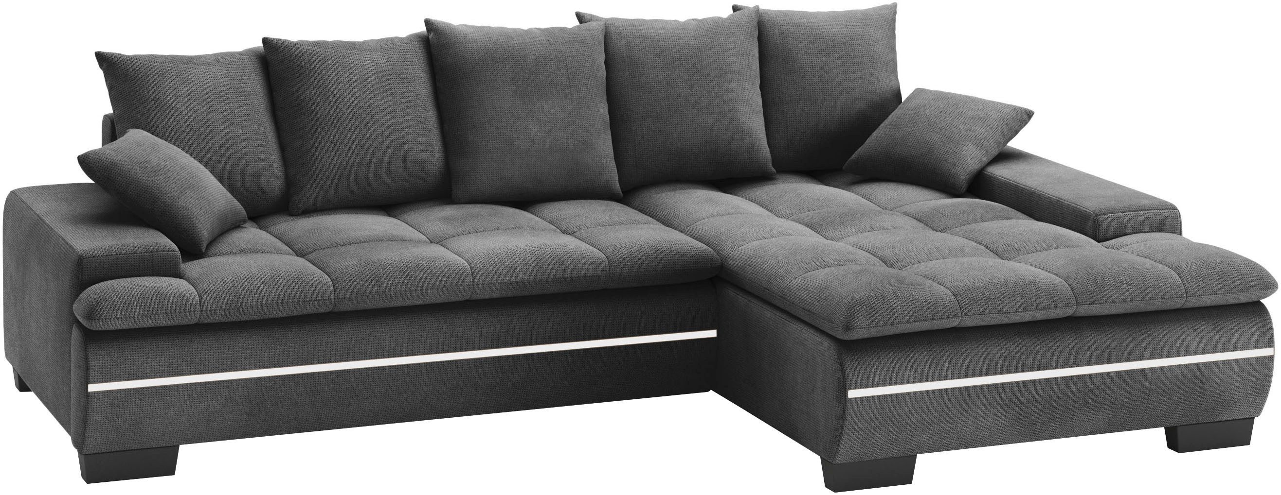 Mr. Couch Hoekbank Haiti II, L-vorm RGB-LED verlichting, koudschuim, optioneel met bed, bedlade zwart, hoekbanken