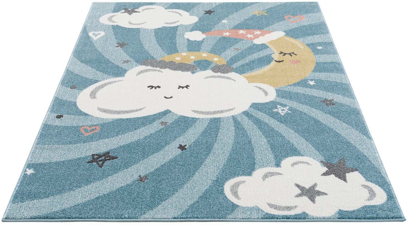 Carpet City Kindervloerkleed Anime9380 Vloerkleed maan, wolken, sterren, zachte pool