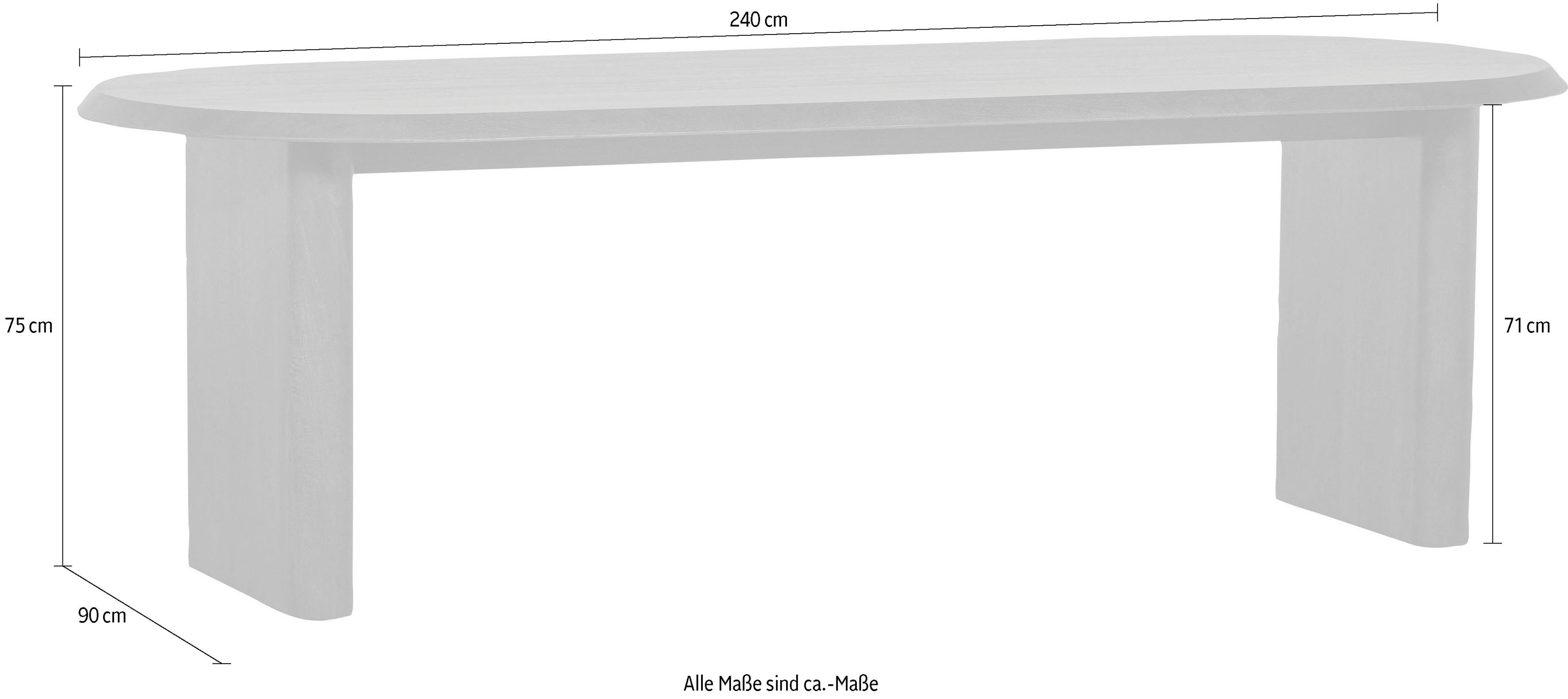 WOOOD Eettafel ELLIPS afgeronde rand, van mangohout, breedte 240 cm