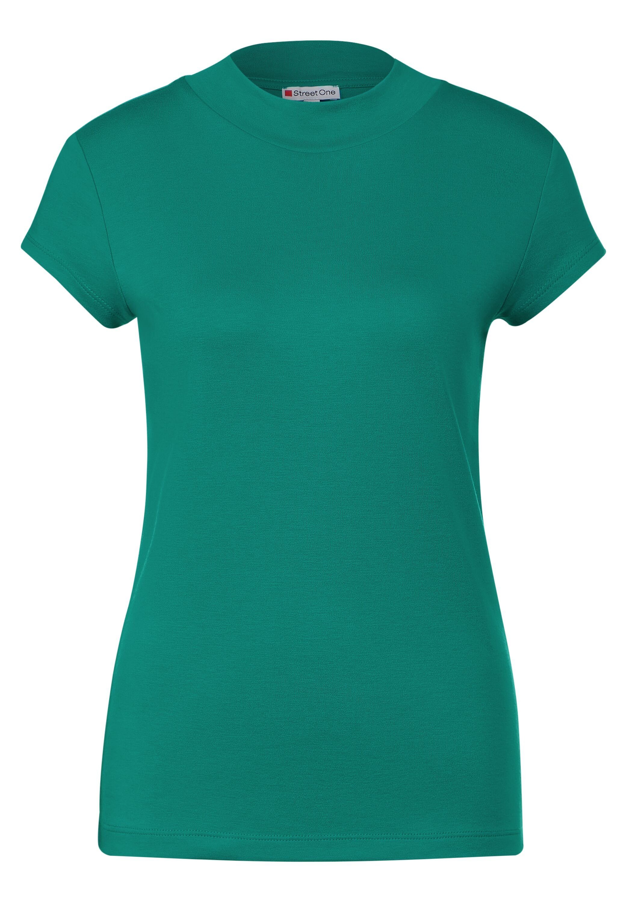 STREET ONE T-shirt met opstaande kraag - turtle neck - en nauwsluitende pasvorm