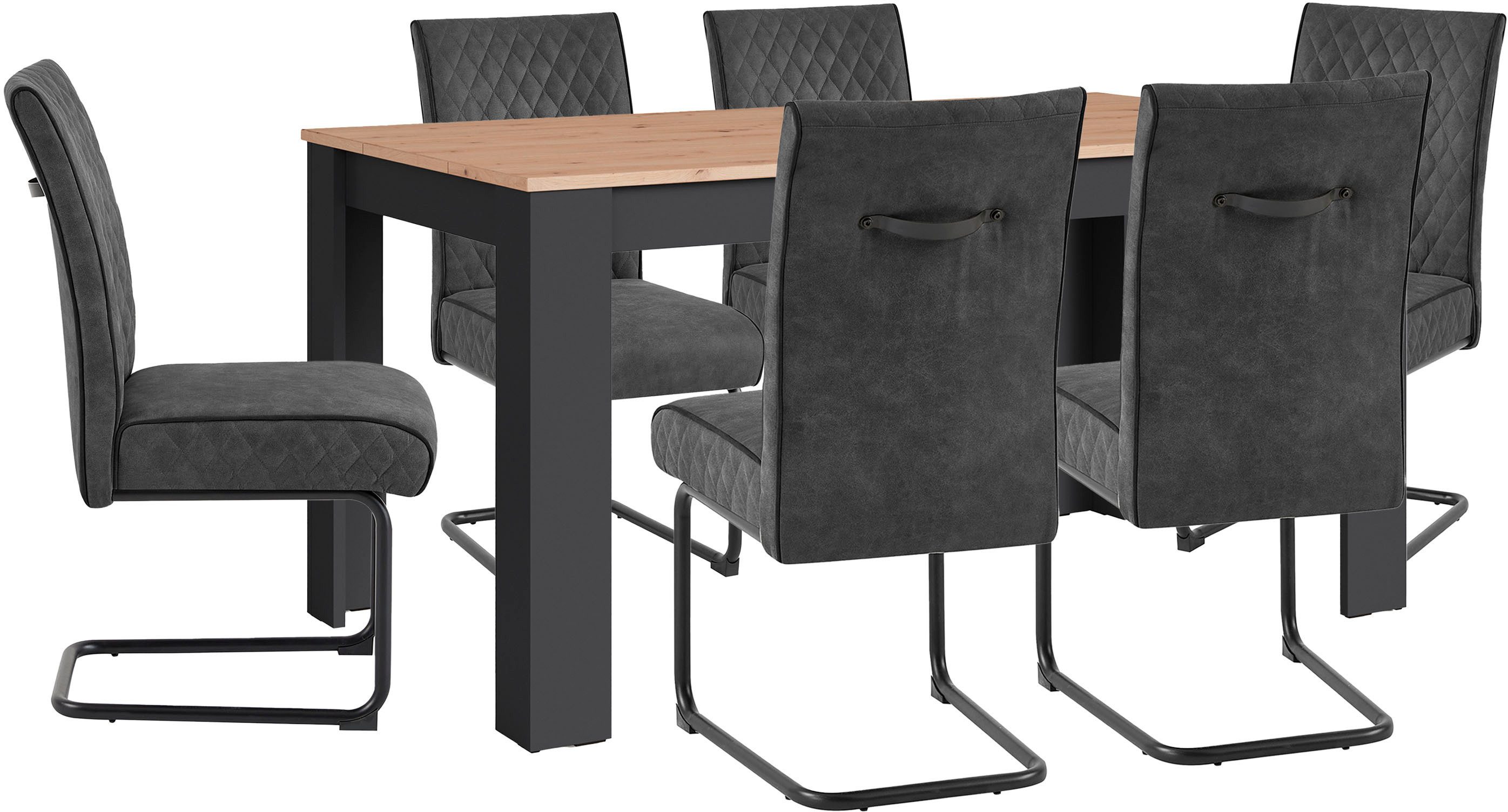 byLIVING Eettafel Nori Keukentafel in eikenlook, frame in antraciet of wit