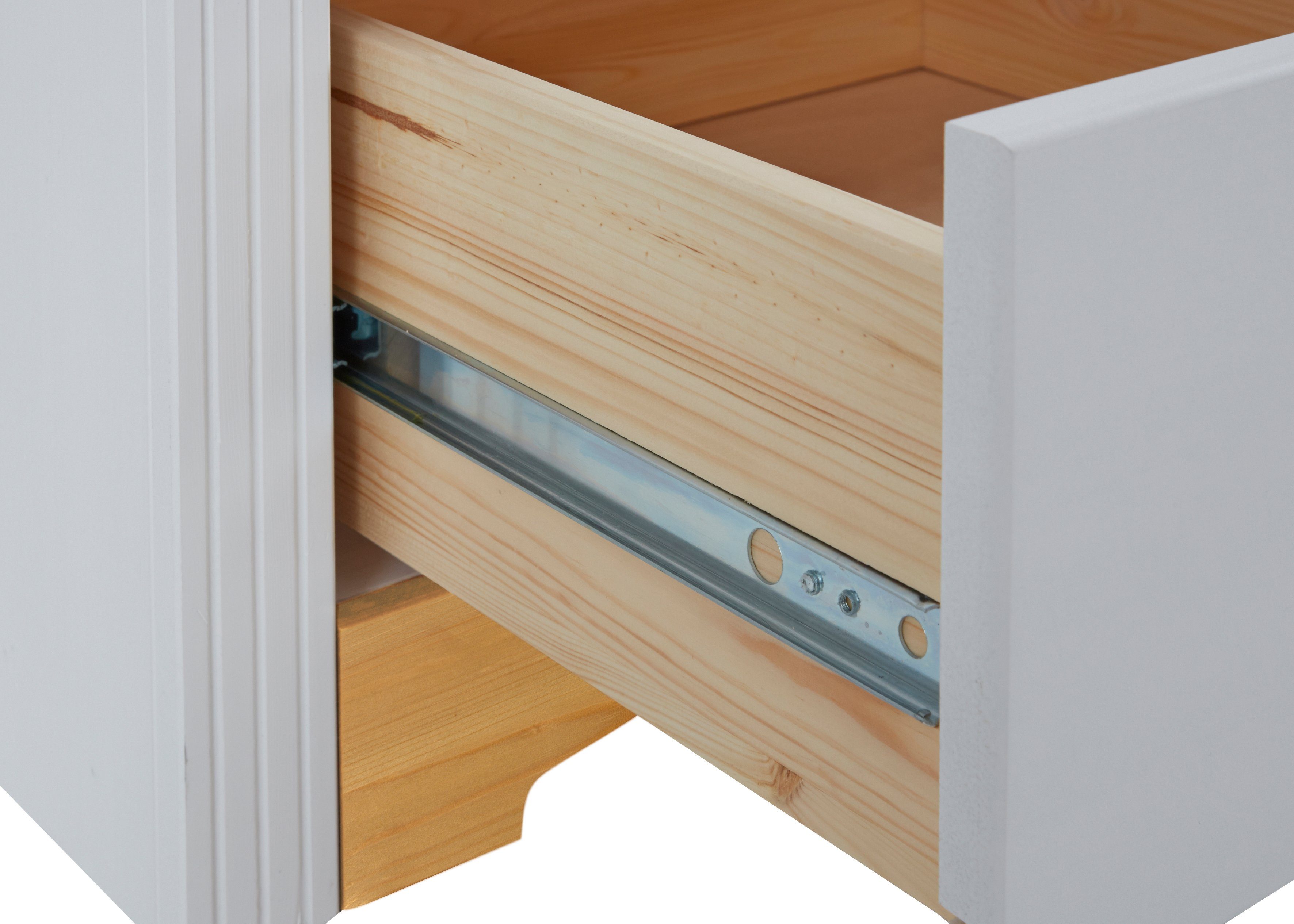 Home affaire Schuifdeurkast Konrad, landelijke stijl, rustiek, met lades + spiegel, kassettes massief dennenhout, fsc®-gecertificeerd, messing handgrepen, verschillende varianten