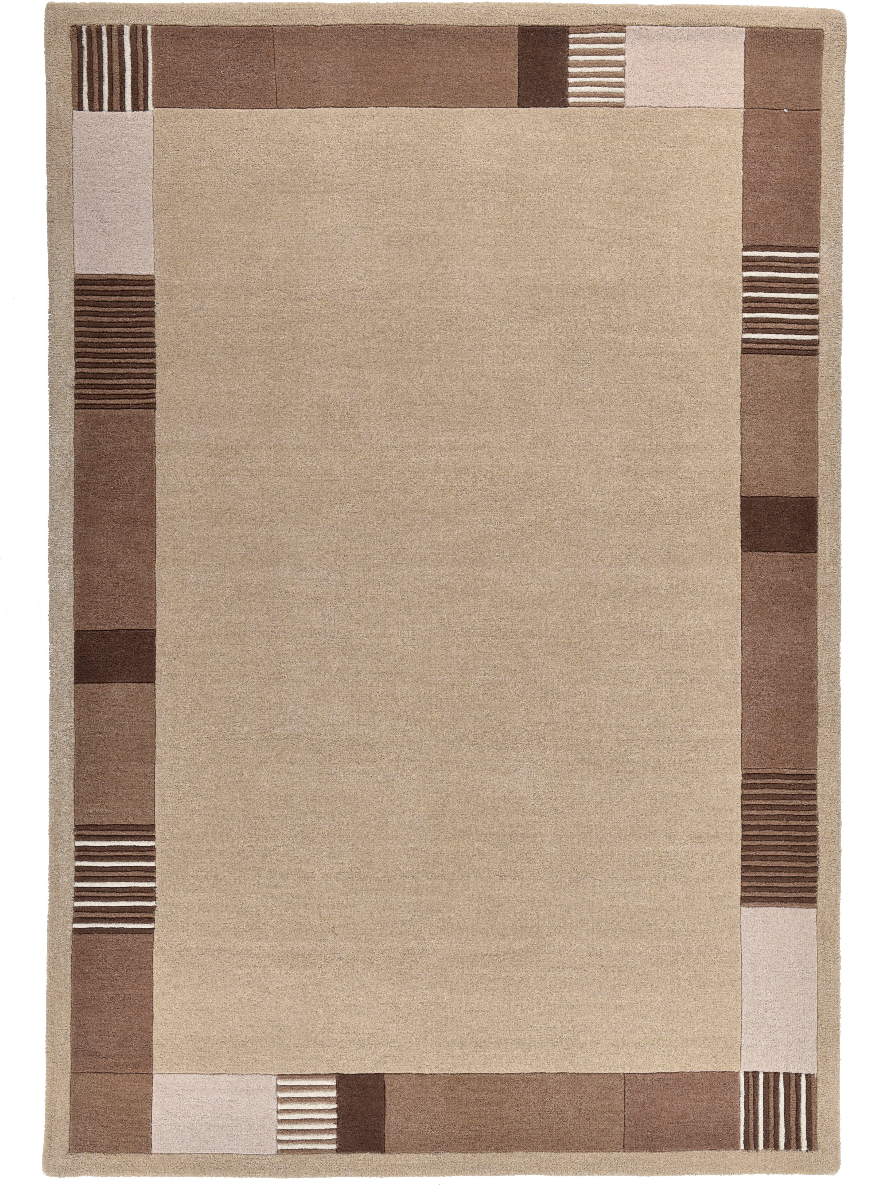 THEKO Wollen kleed Royal Nepali 3085 zuivere wol, handgetuft, unikleuren, met randdessin, modern design