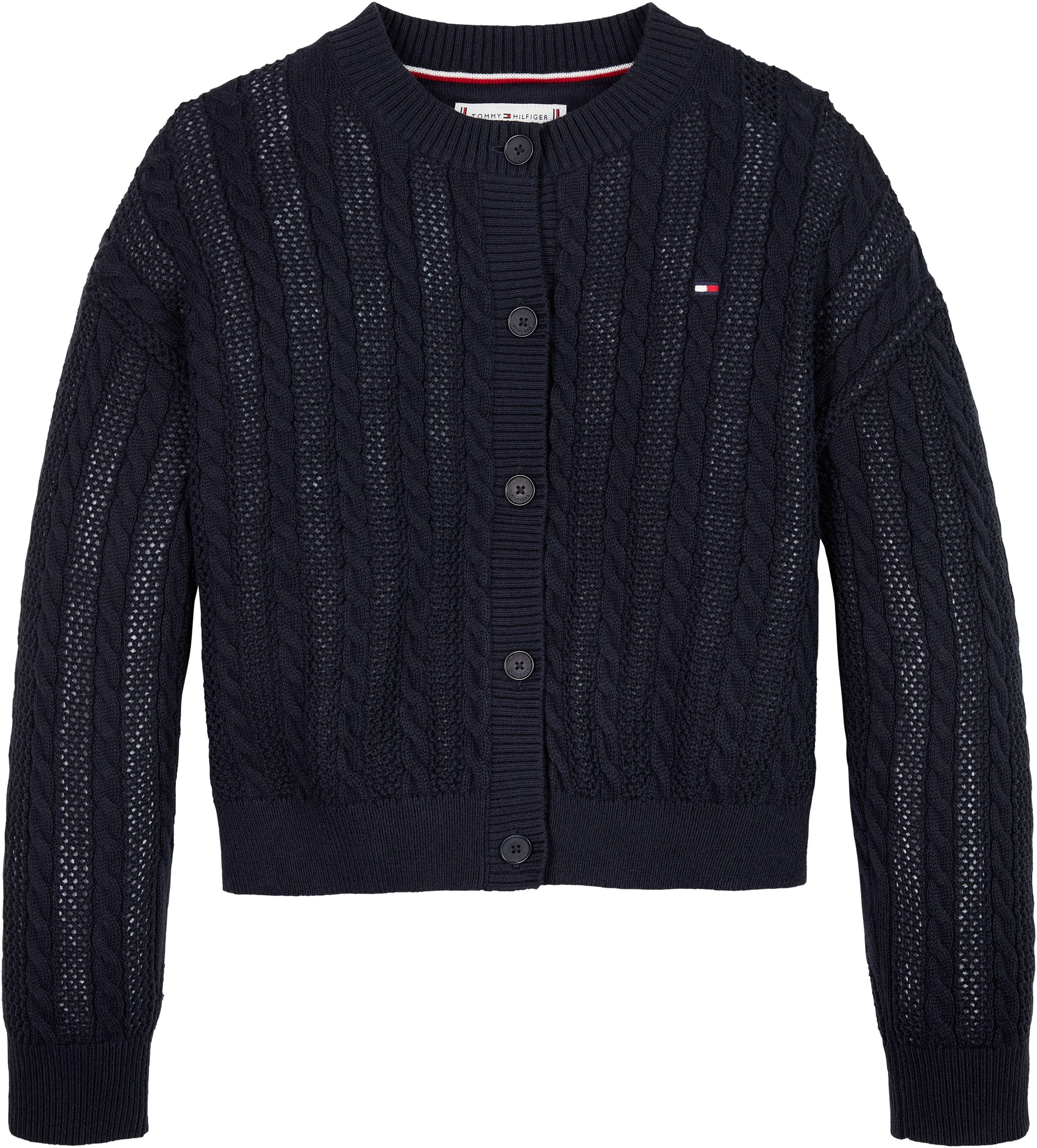Tommy Hilfiger Vest ESSENTIAL CABLE REGULAR CARDIGAN Kinderen tot 16 jaar met logostiksel