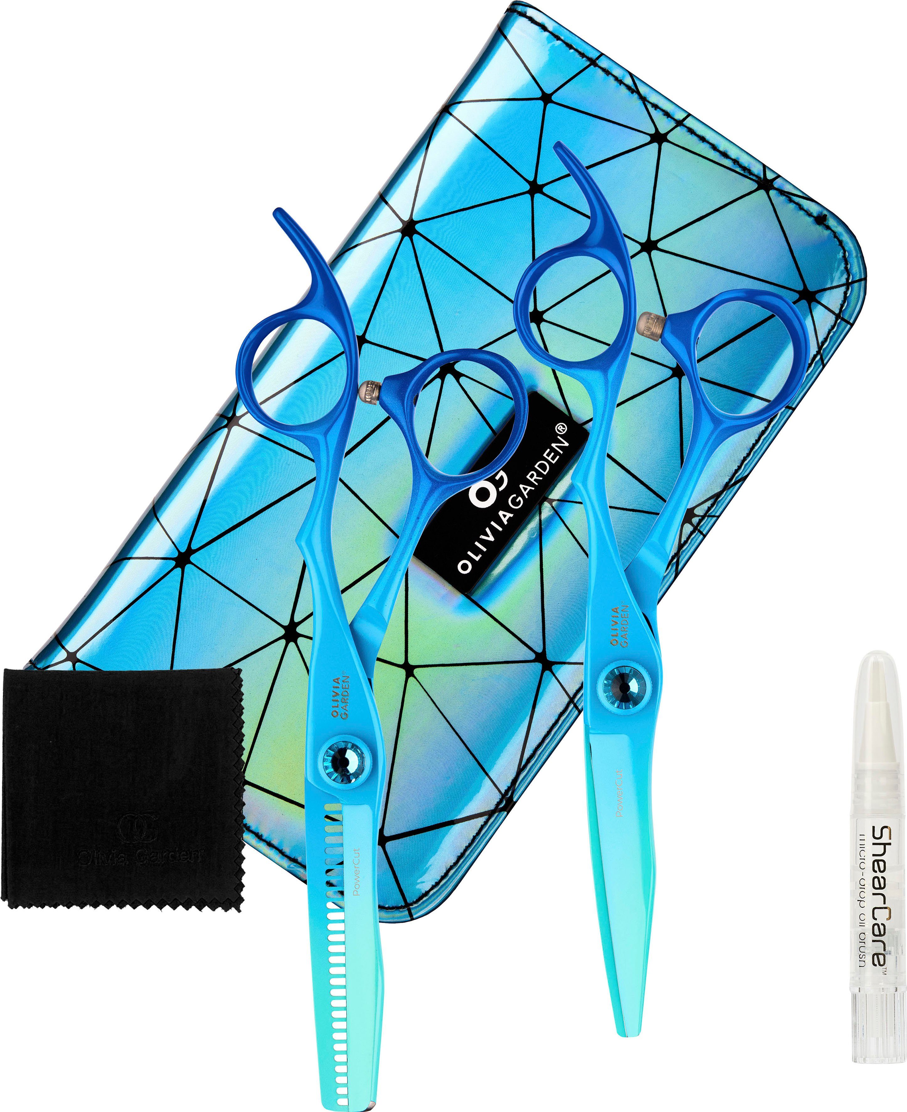 OLIVIA GARDEN Haarschaar PowerCut Rainbow Blue 5,5 inch (set, 2-delig) haarstyling blauw