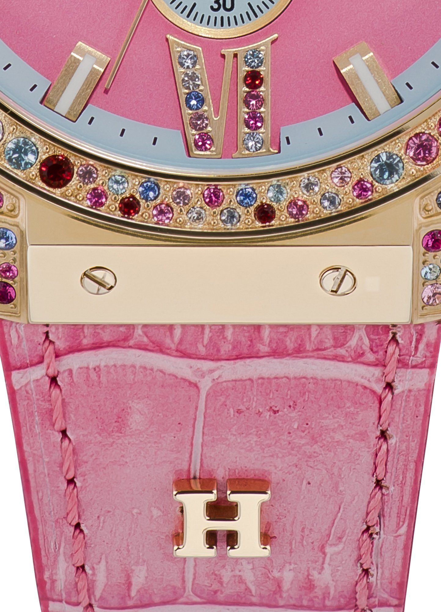 HAEMMER GERMANY Chronograaf EMINENT Quartzhorloge, dameshorloge, datum, stopwatchfunctie, saffierglas, leren band