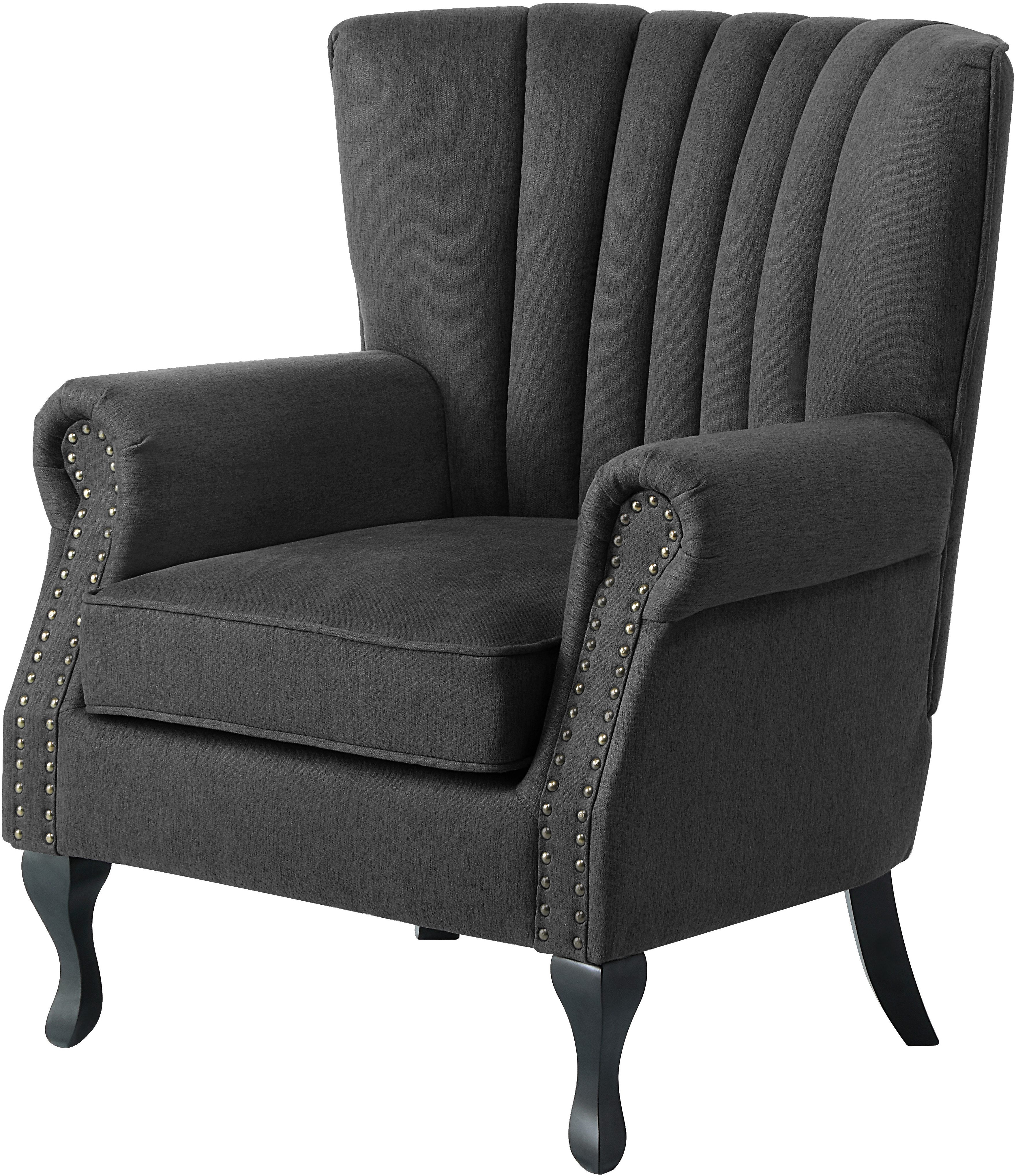 ATLANTIC home collection Fauteuil Toni modern met klinknagels en hoge rugleuning