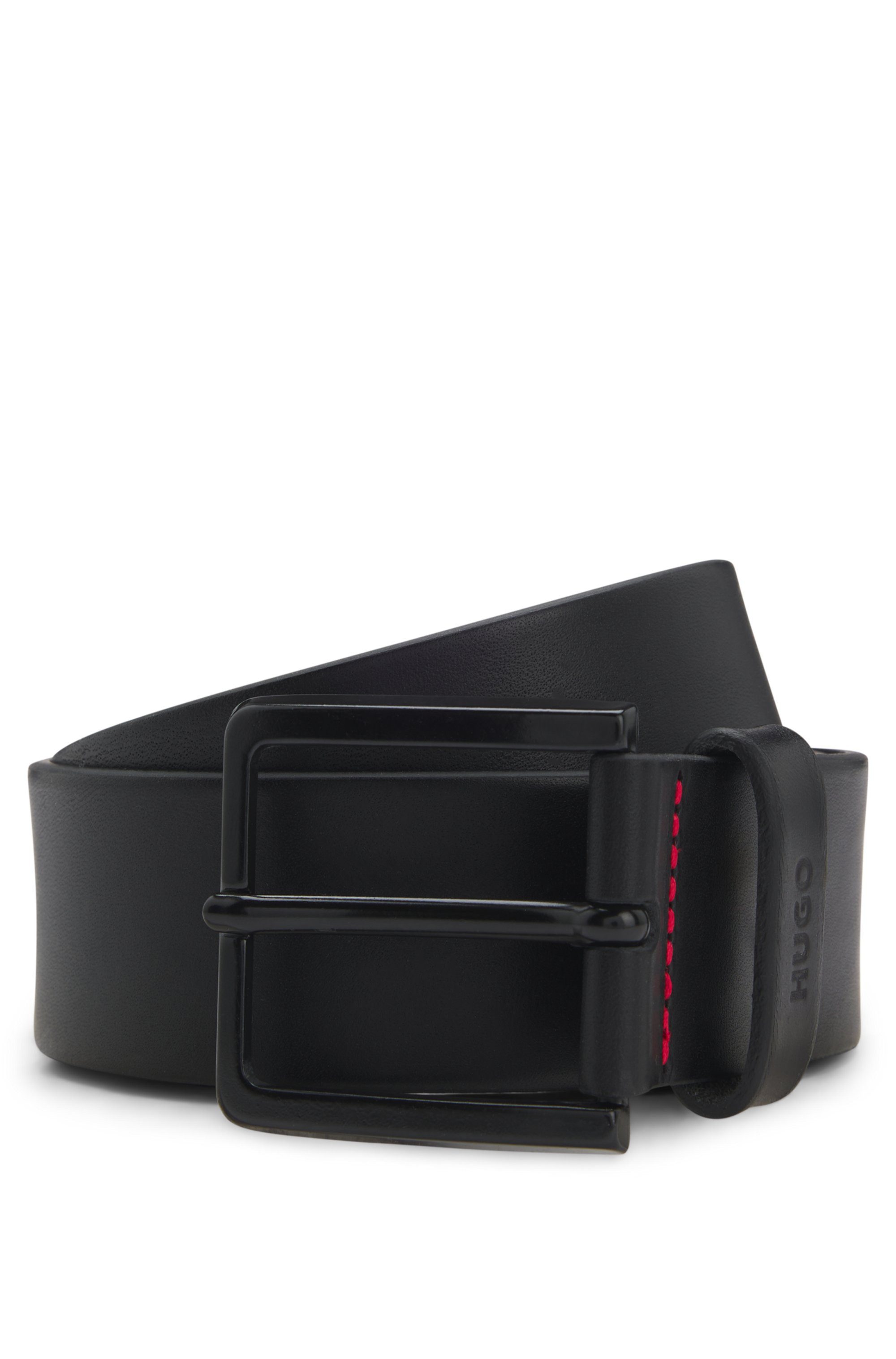 HUGO Leren riem Gionio van italiaans leer met logo-embossing op de lus