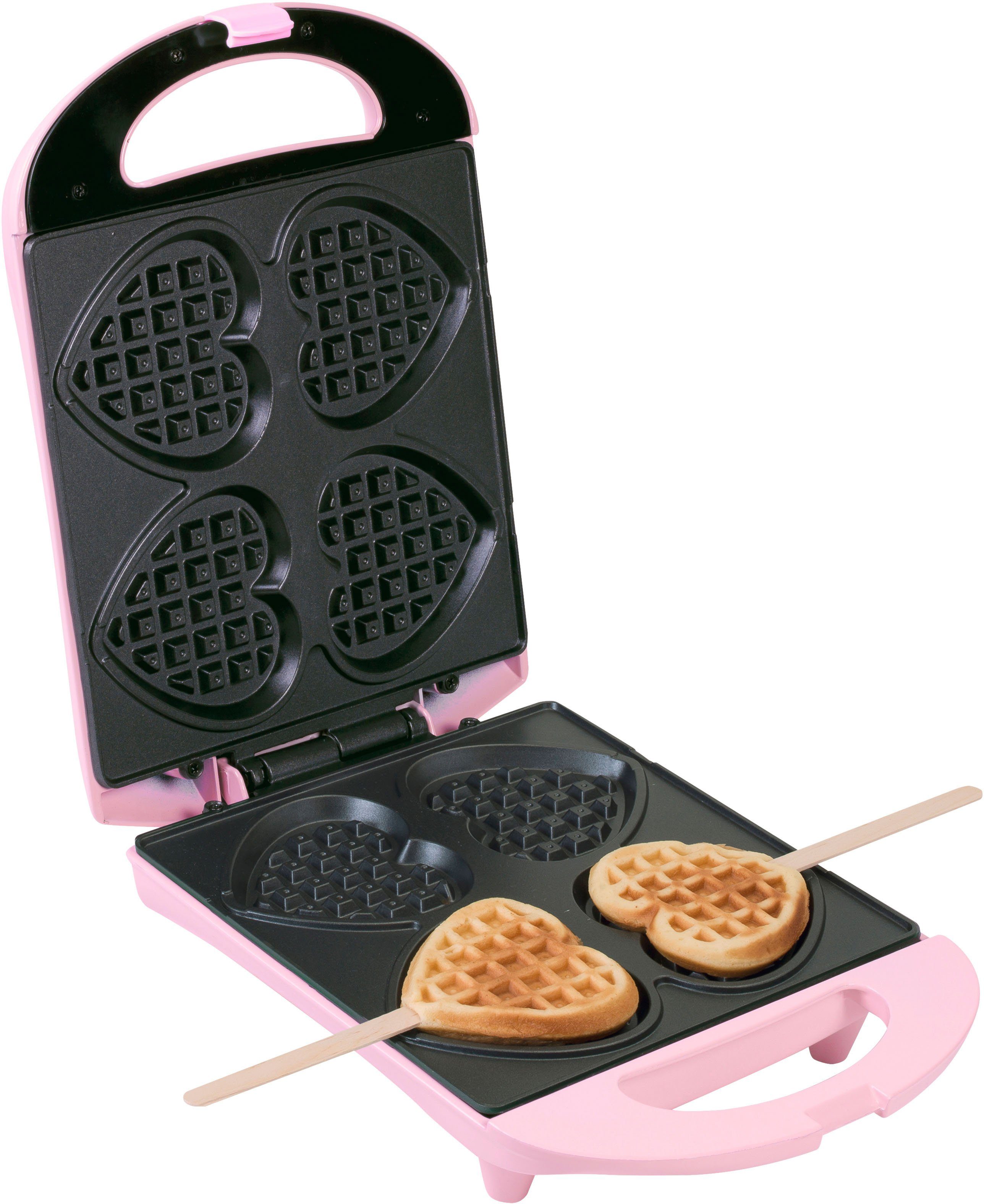 bestron Wafelijzer DSW271 voor hartwafels aan een stok voor hartvormige wafels aan een stokje, retrodesign