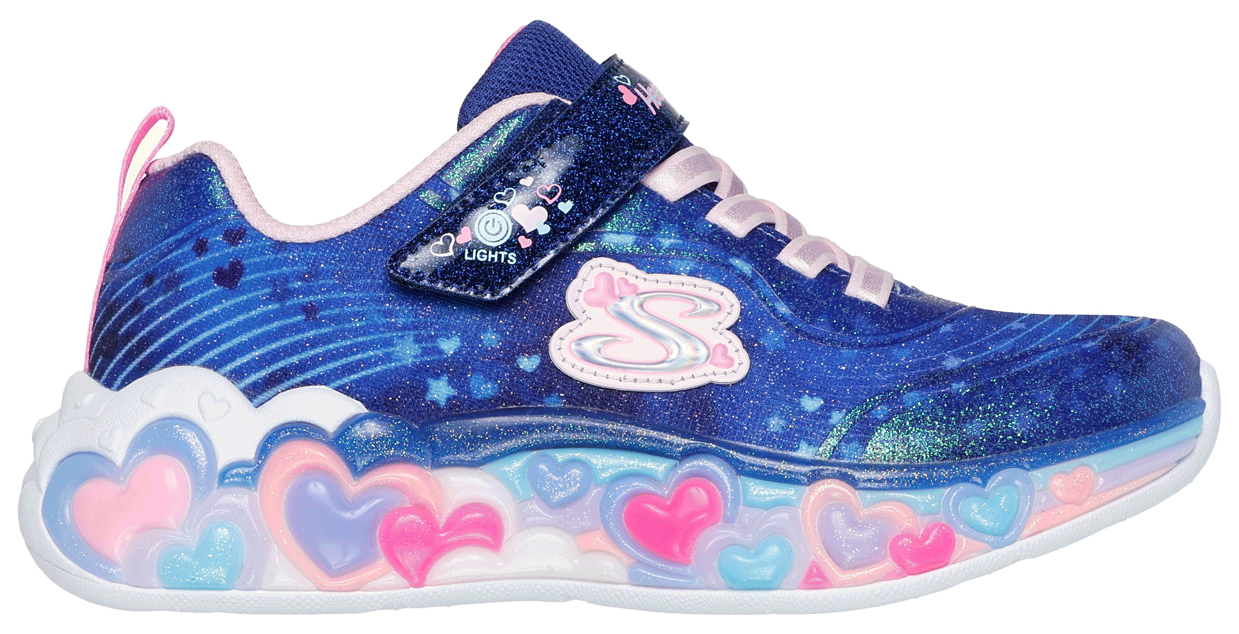 Skechers Sneakers ETERNAL HEART LIGHTS , blink,-klittenbandschoen met hart-applicatie, maat sjabloon om te downloaden