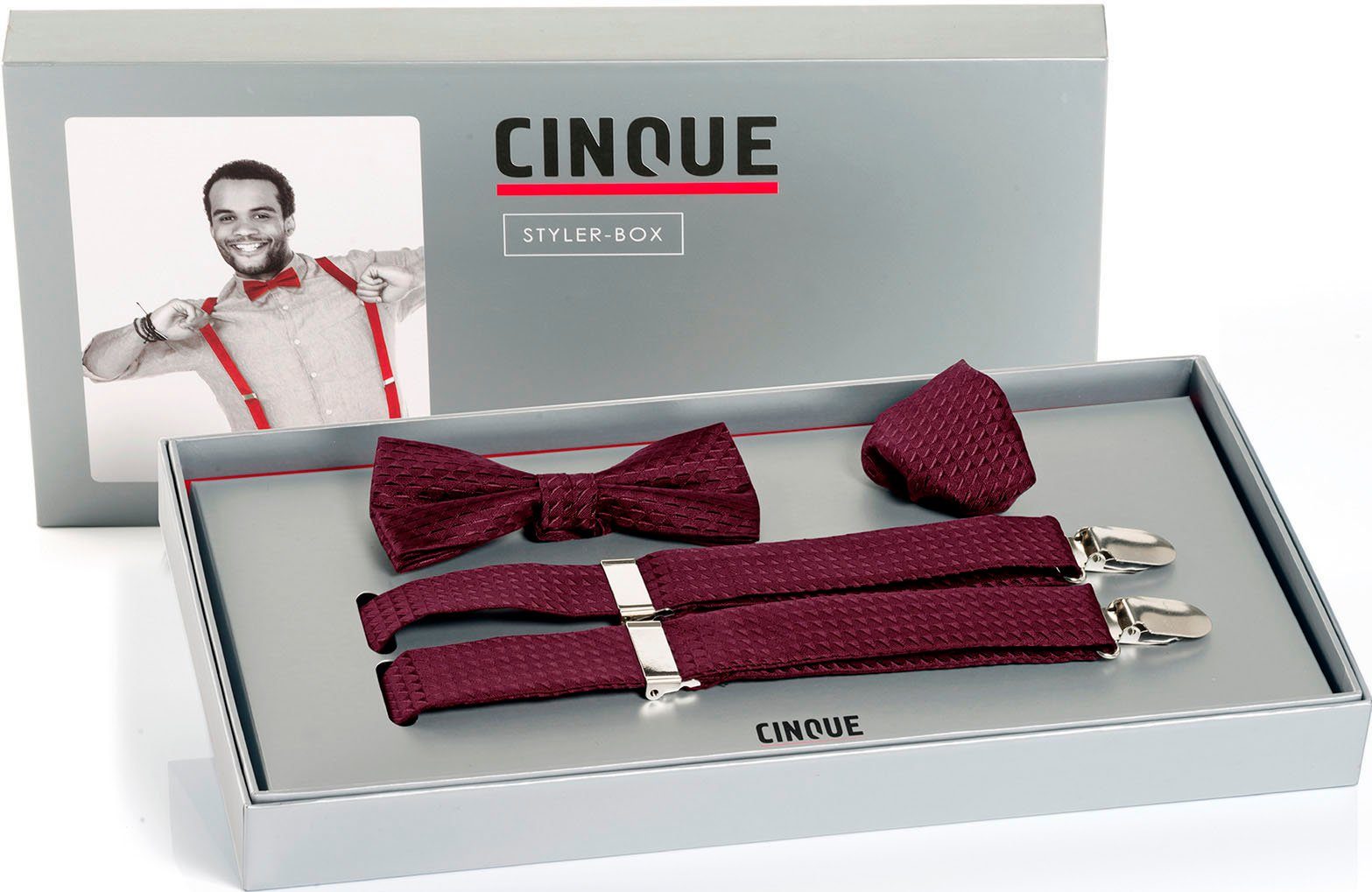 Cinque Bretels Enrico Bretels, vlinderstrik en zakdoek, fantasie-patroon