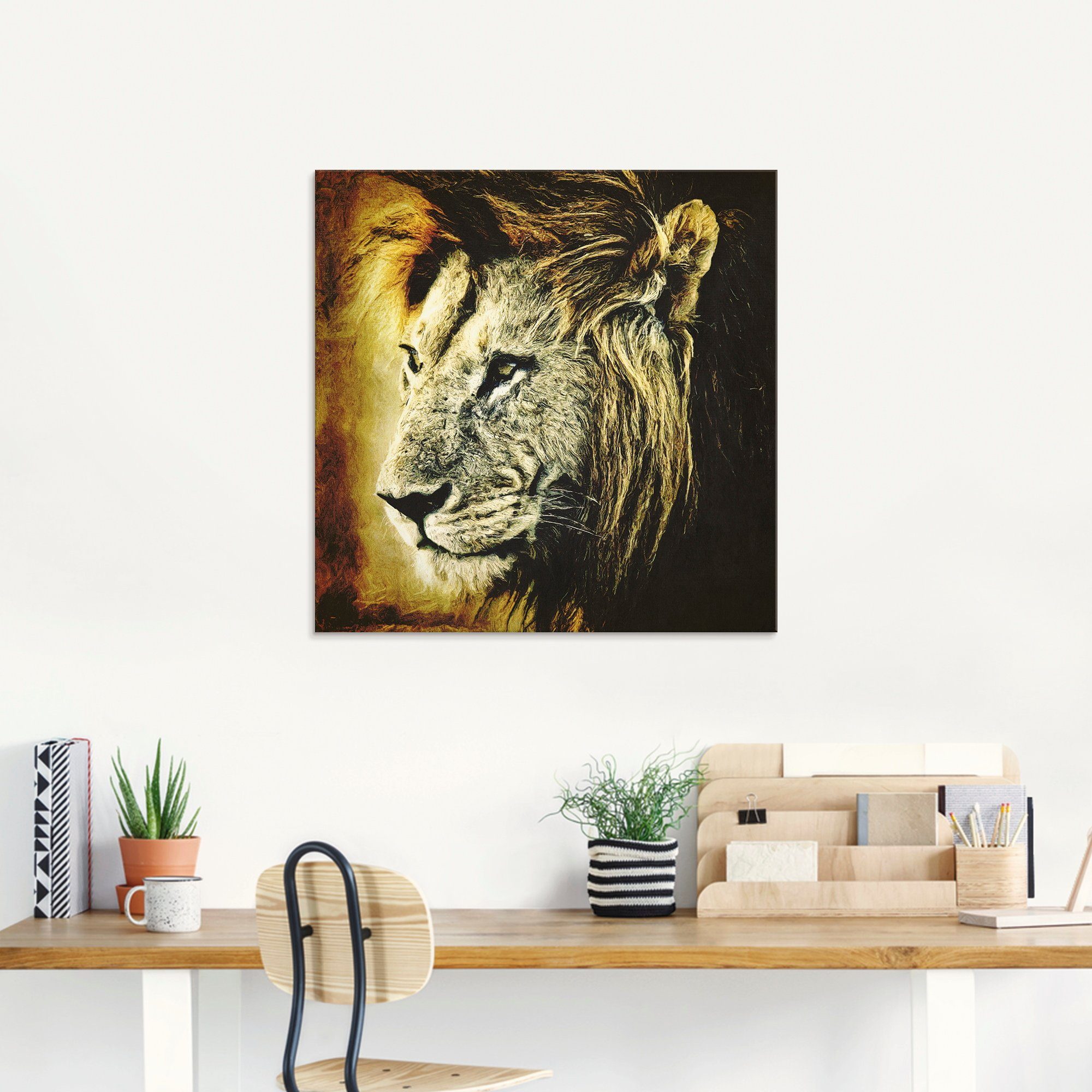 Artland Print op glas Leeuw in verschillende maten