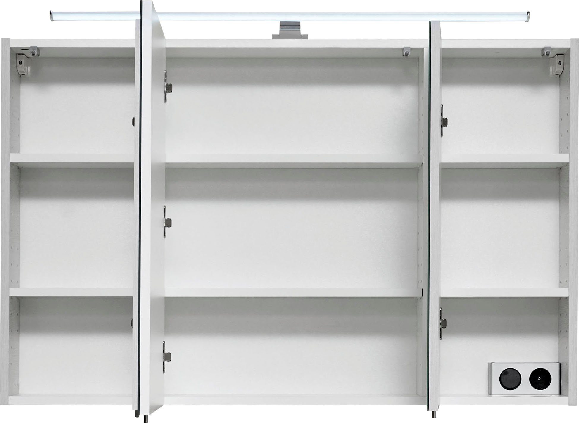 Saphir Spiegelkast Quickset badkamerspiegelkast incl. LED bovenverlichting 110 cm breed, incl. deurdempers, 3 spiegeldeuren, met stopcontact