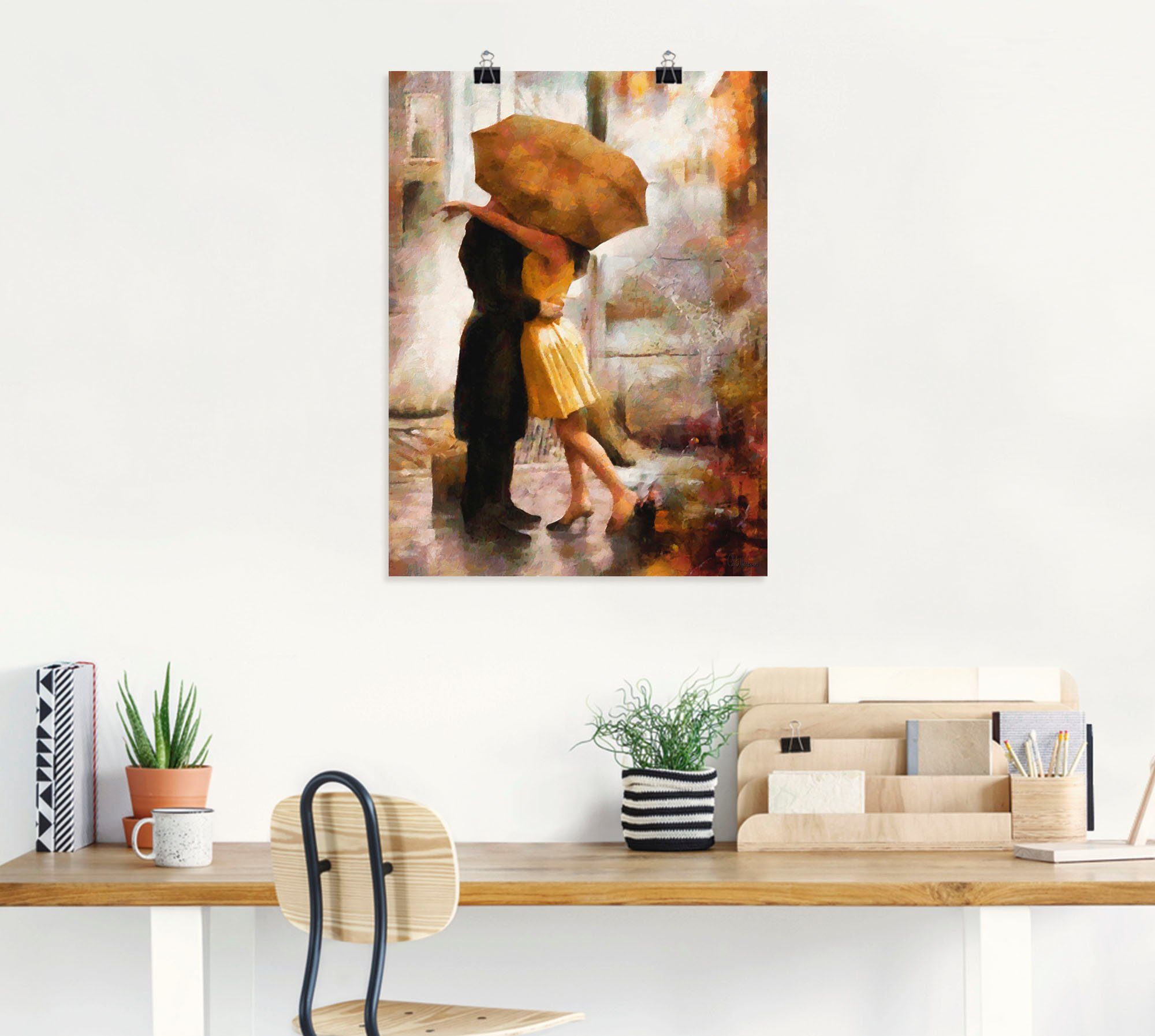 Artland Artprint Kus onder paraplu als artprint op linnen, poster in verschillende formaten maten
