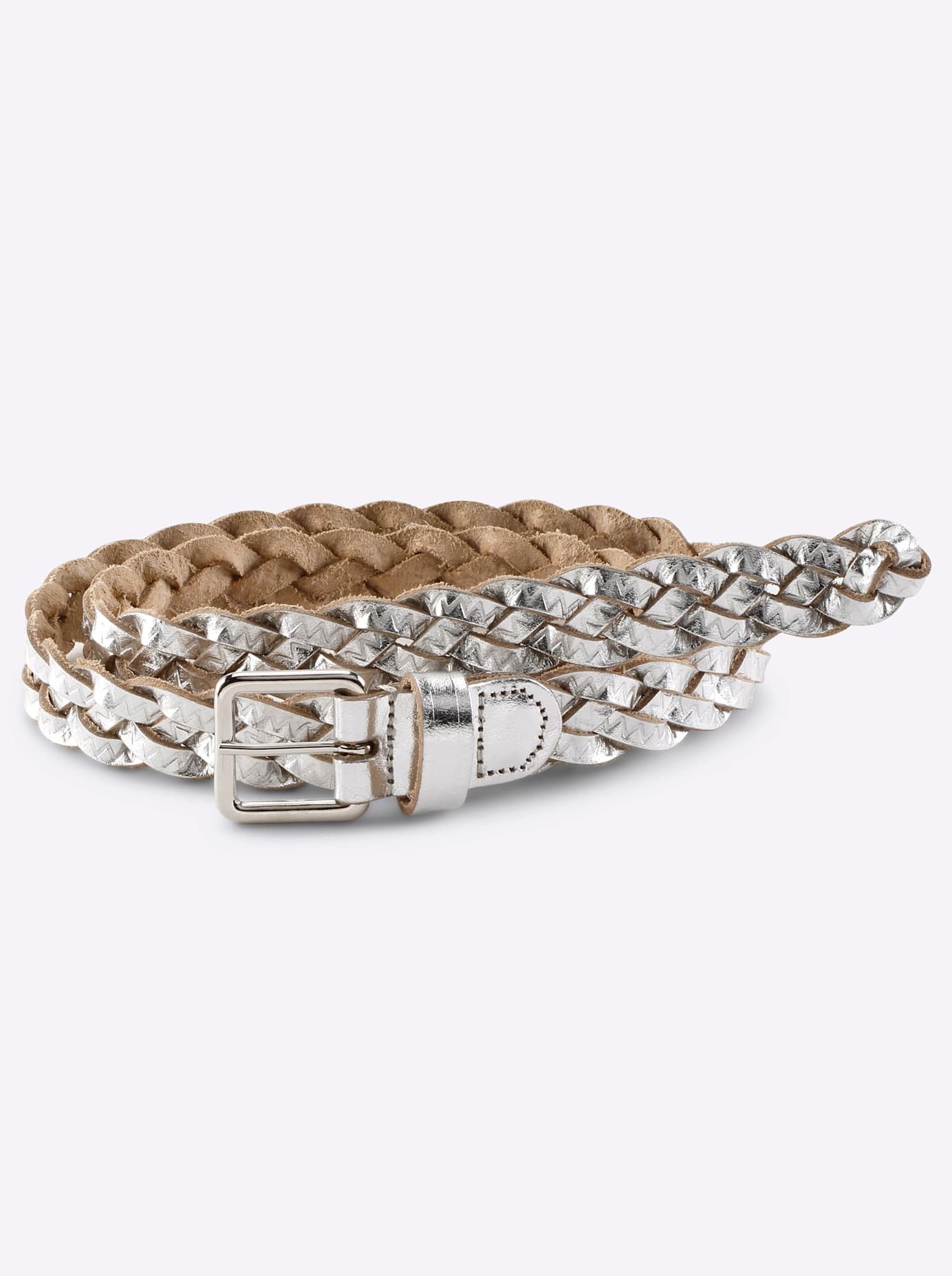 heine Leren riem unisex riemen maat 95 zilver(kleur)