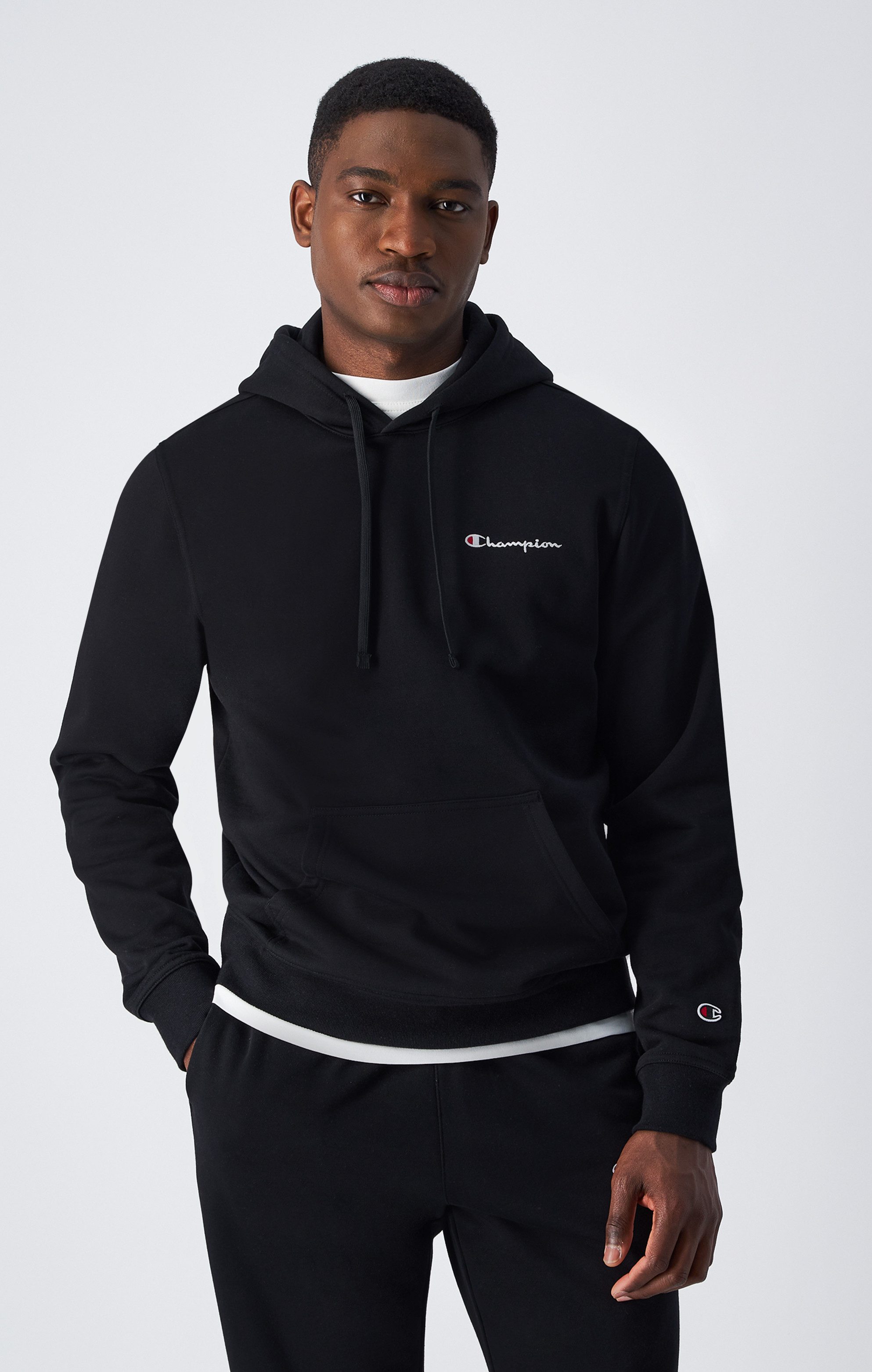 Champion Zwarte hoodie met geborduurd logo Black Heren