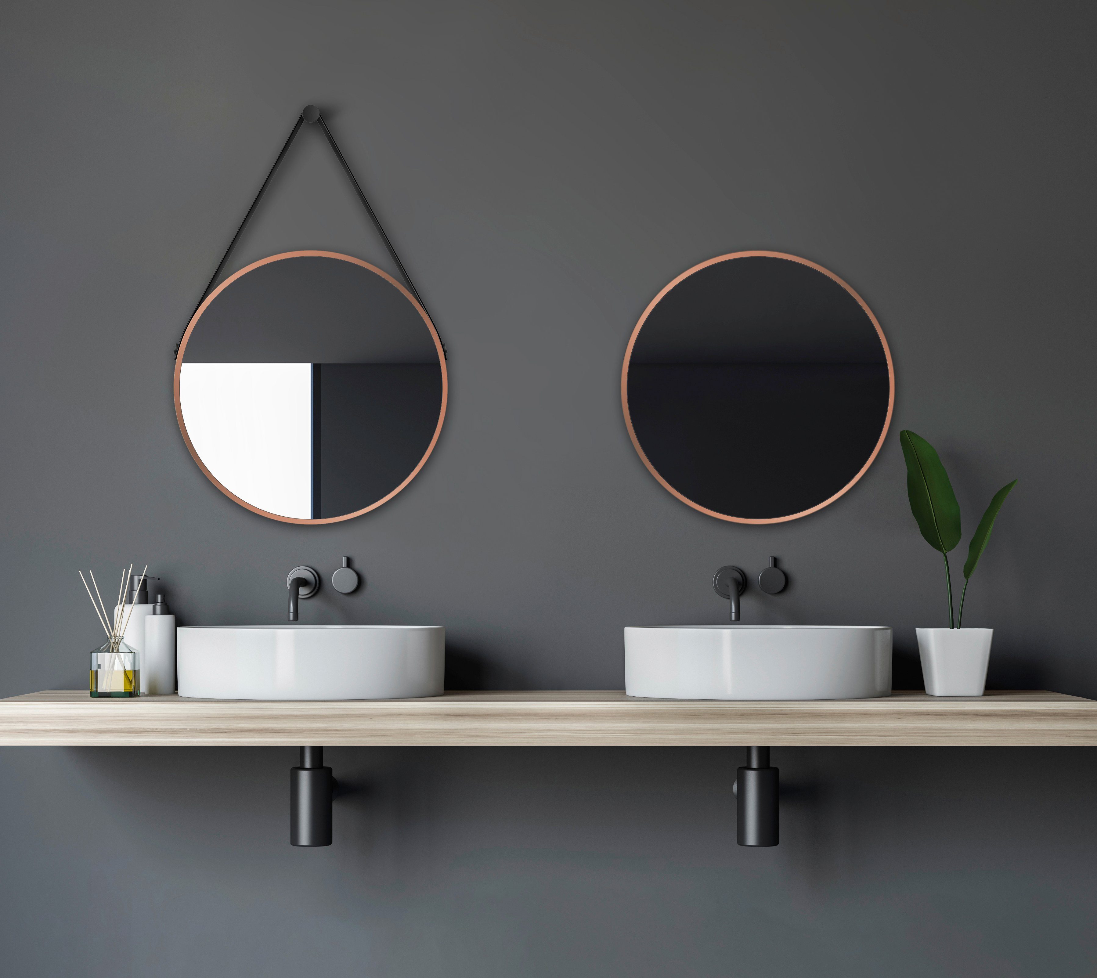 Talos Wandspiegel decoratieve ronde spiegel met aluminiumframe, ø 50 cm